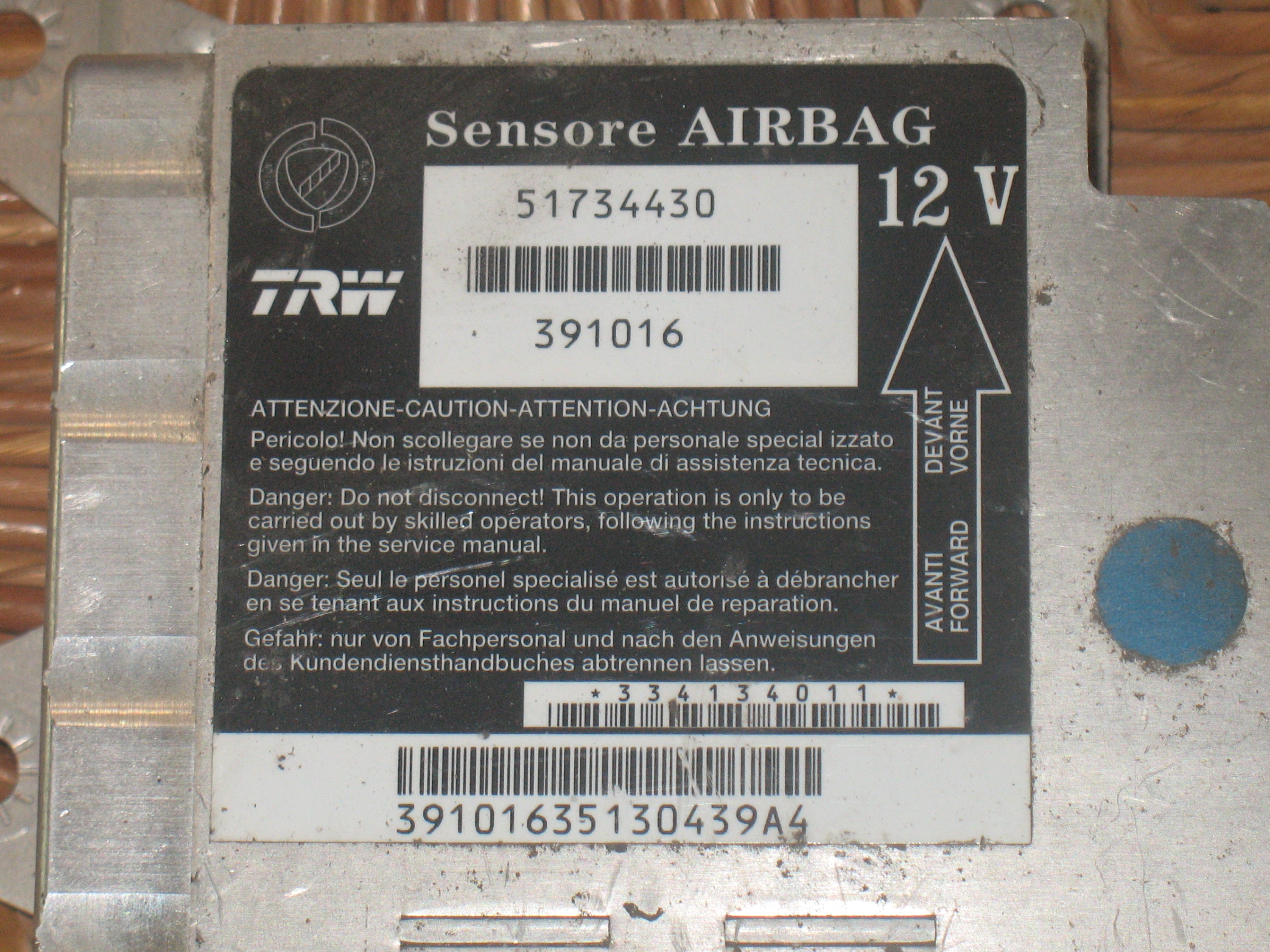 Centralina airbag LANCIA MUSA (350_) 1.3 D Multijet 51734430  334134011 39101633630309A4 BP10289991M53