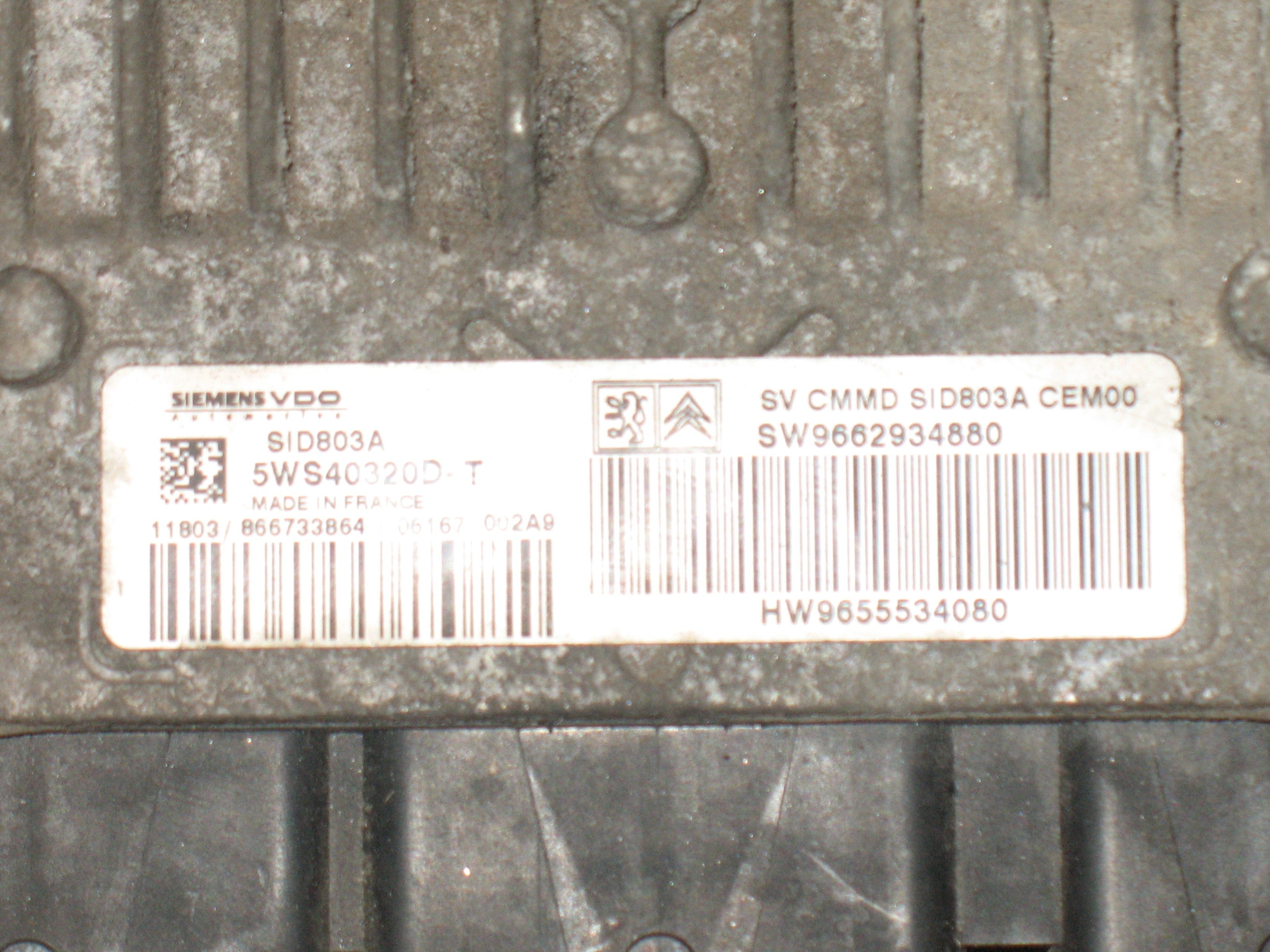 ECU CENTRALINA 5WS40320D-T SID803A 9655534080 9662934880 PSA Siemens 19366