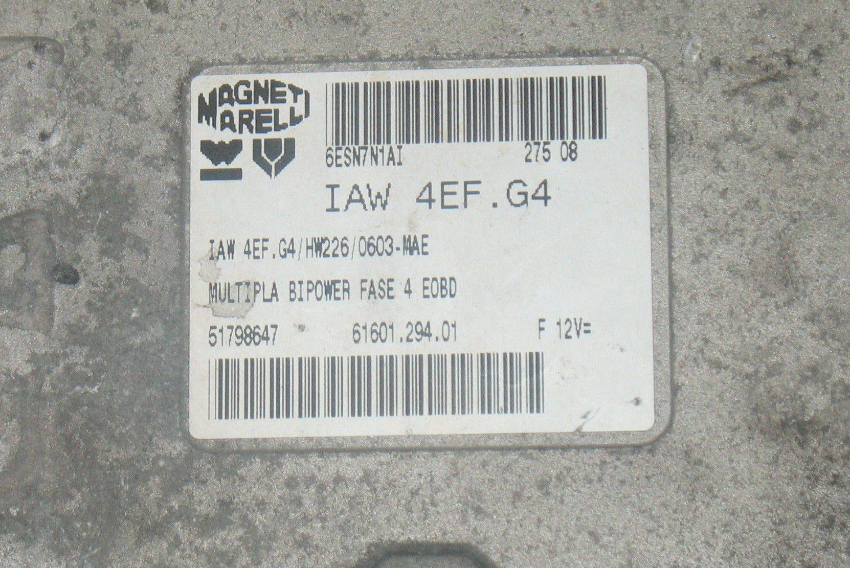 51798647 ECU FIAT MULTIPLA 1.6 BI-POWER 16V 103CV 1999-2011 IAW4EFG4 28087