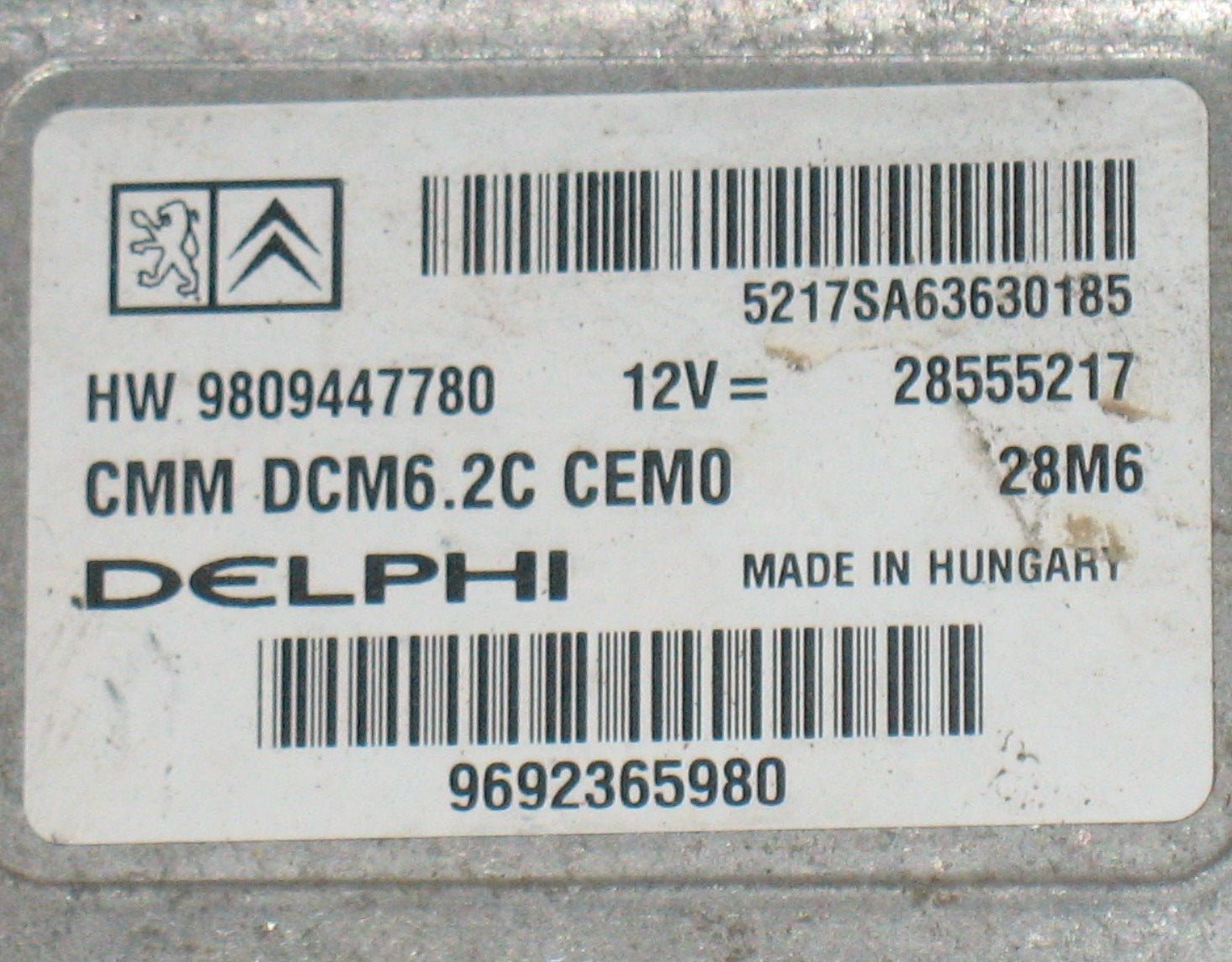 CENTRALINA Fiat Citroen Peugeot 2.0HDI 9809447780 28555217 DCM6.2C HW 98094
