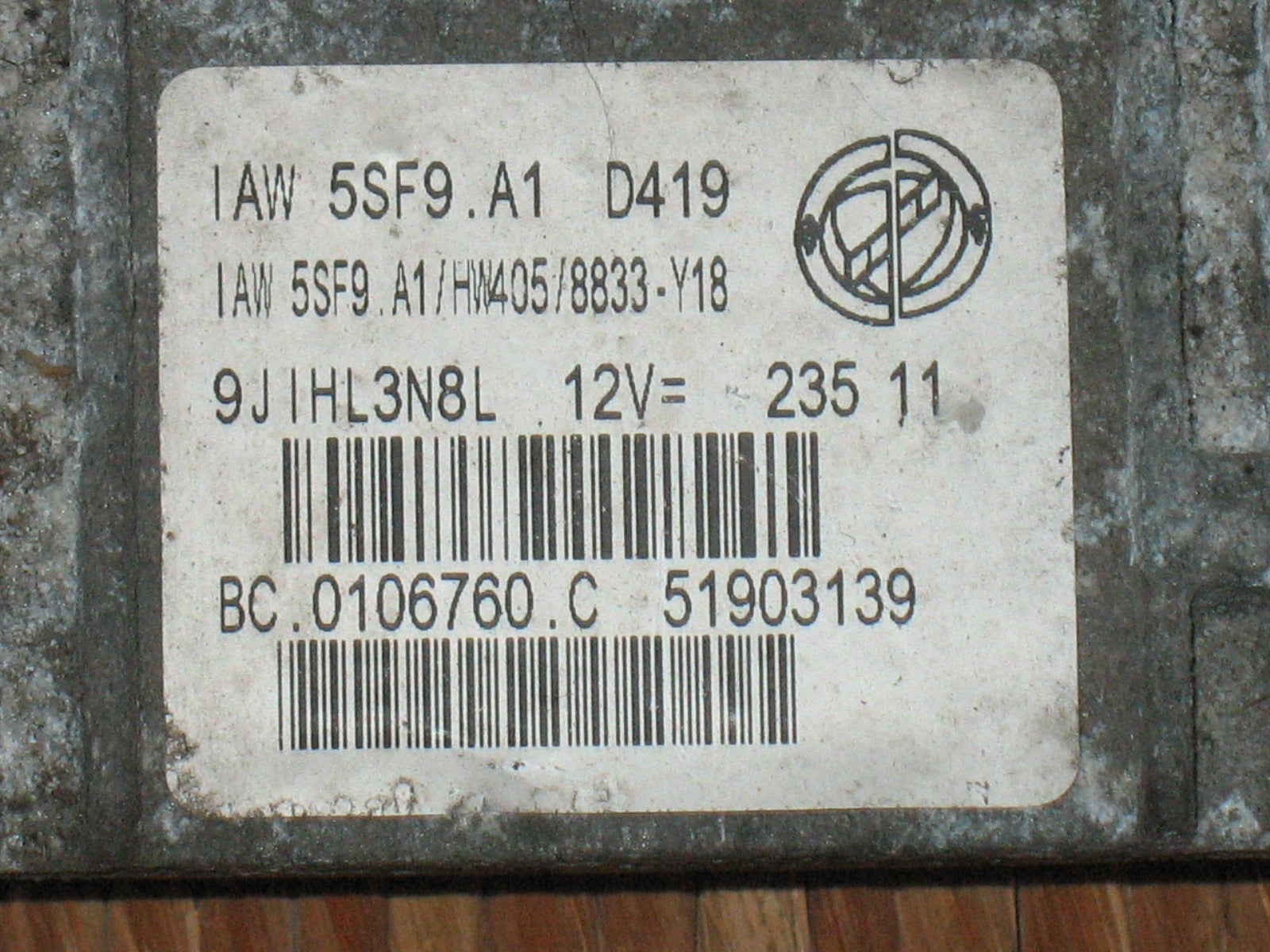 ECU FIAT LANCIA 1.2 1.4 HW405 IAW 5SF9.A1 IAW5SF9A 51903139