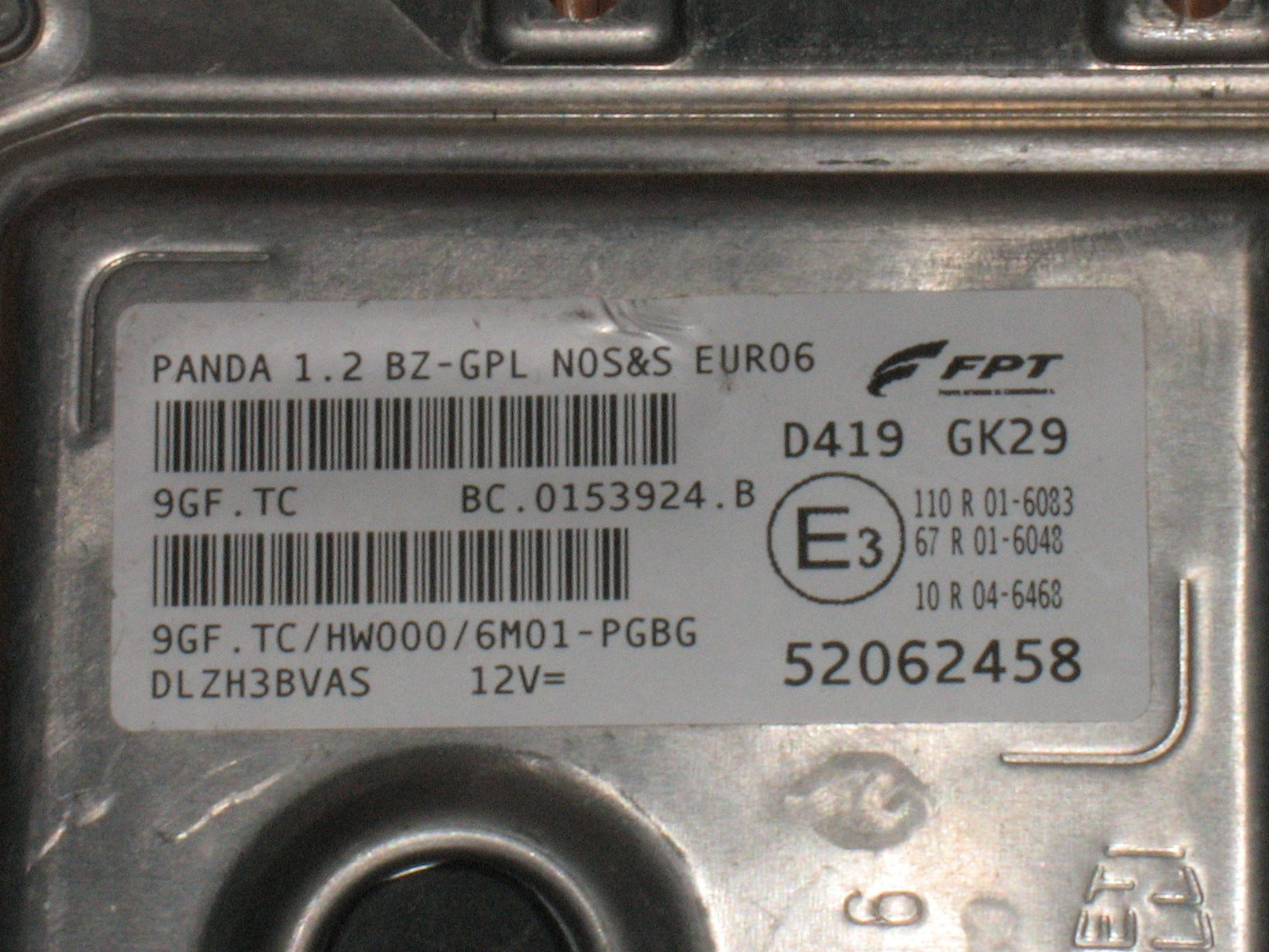CENTRALINA MOTORE ENGINE ECU FIAT PANDA 1.2 BENZINA GPL 312 EURO6 52062458