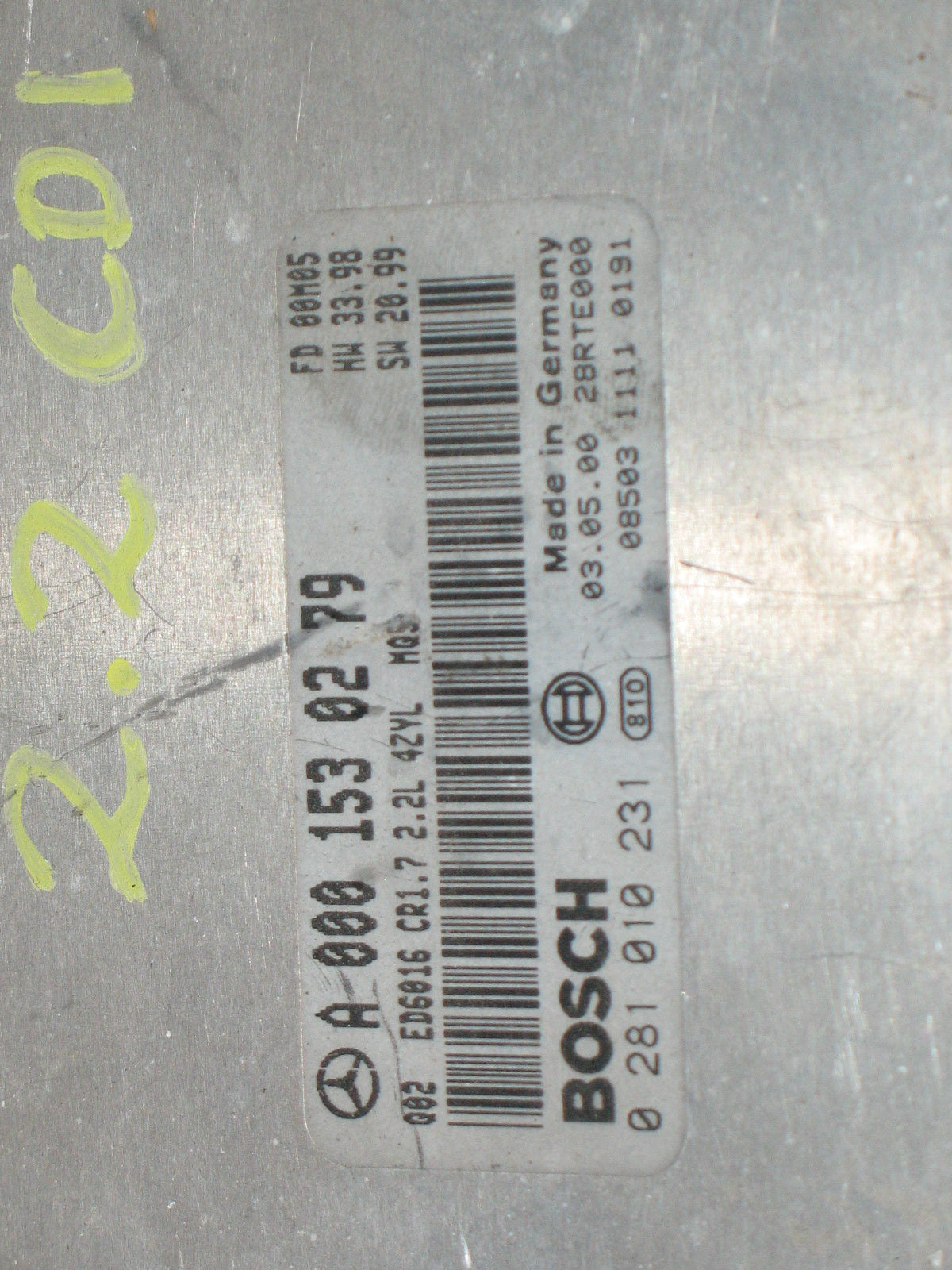 ECU MERCEDES VITO 2.2  0281010231  A0001530279 EDC 15C0-5.24