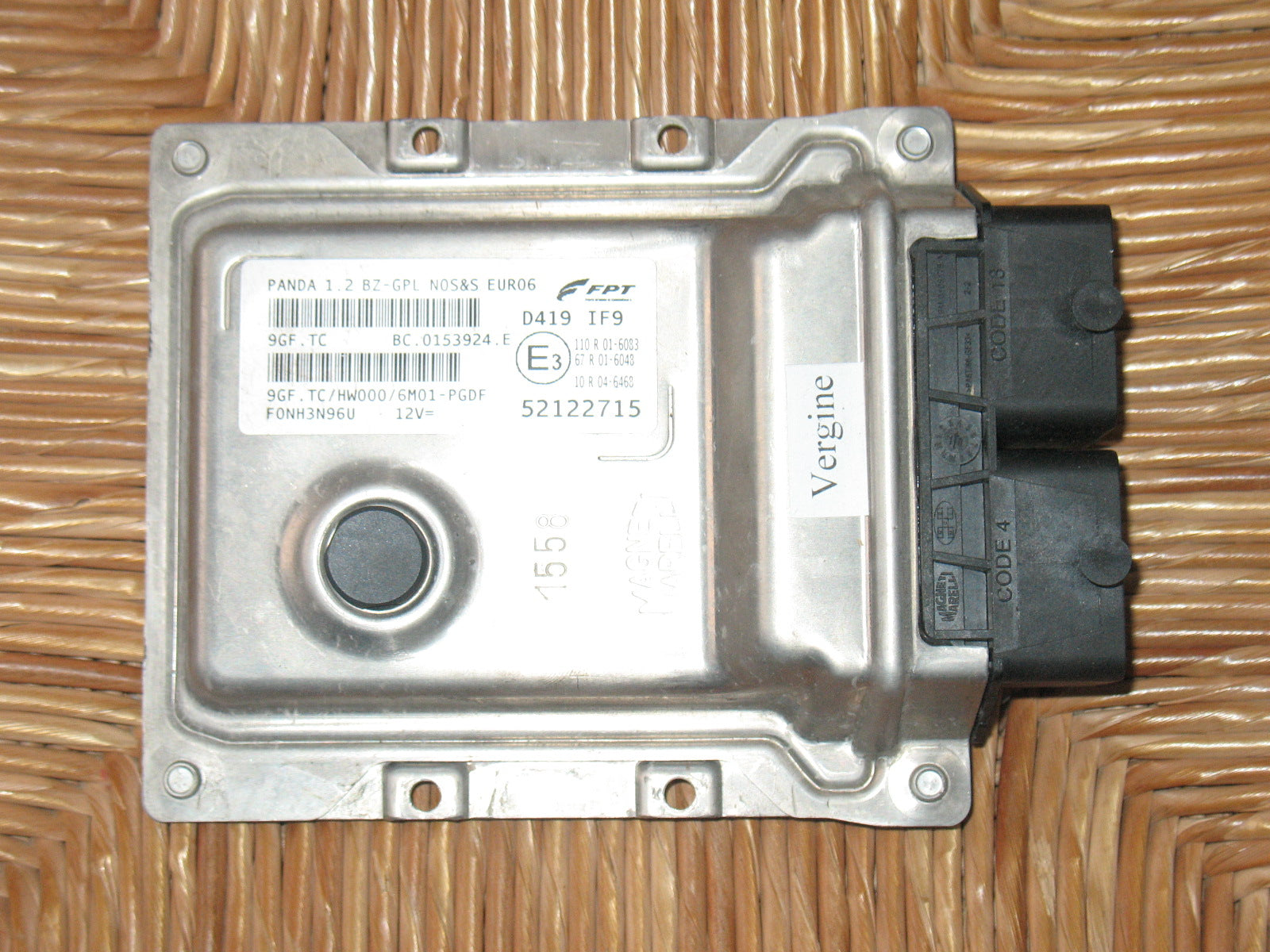 CENTRALINA MOTORE ECU FIAT PANDA 1.2 BZ-GPL 9GF.tc 52122715 HW000