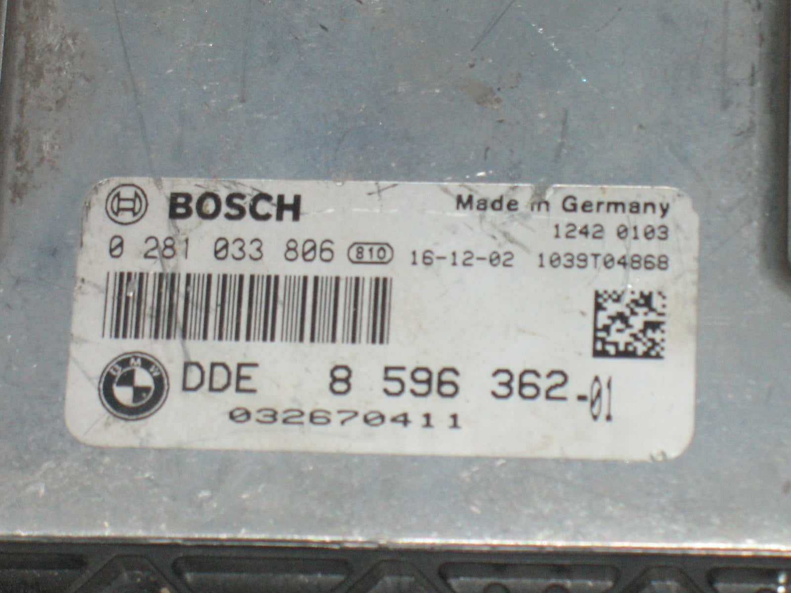 CENTRALINA MOTORE ECU BMW SERIE 1 F20 0281033806 BMW 0281033806 DDE8596362 EDC17C50