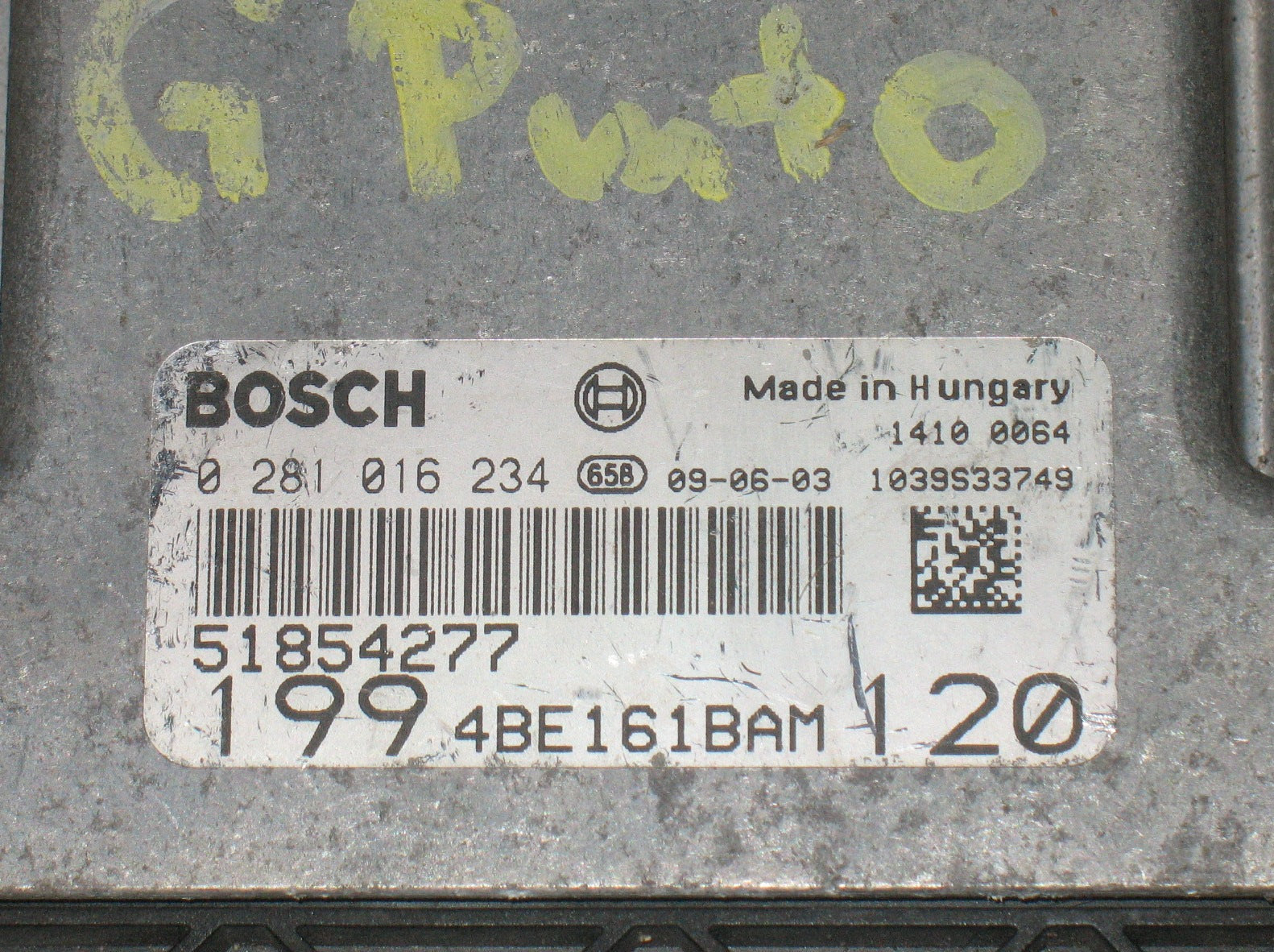 0281016234 CENTRALINA MOTORE FIAT Punto EVO 1600 Diesel 88 kW / 120 CV