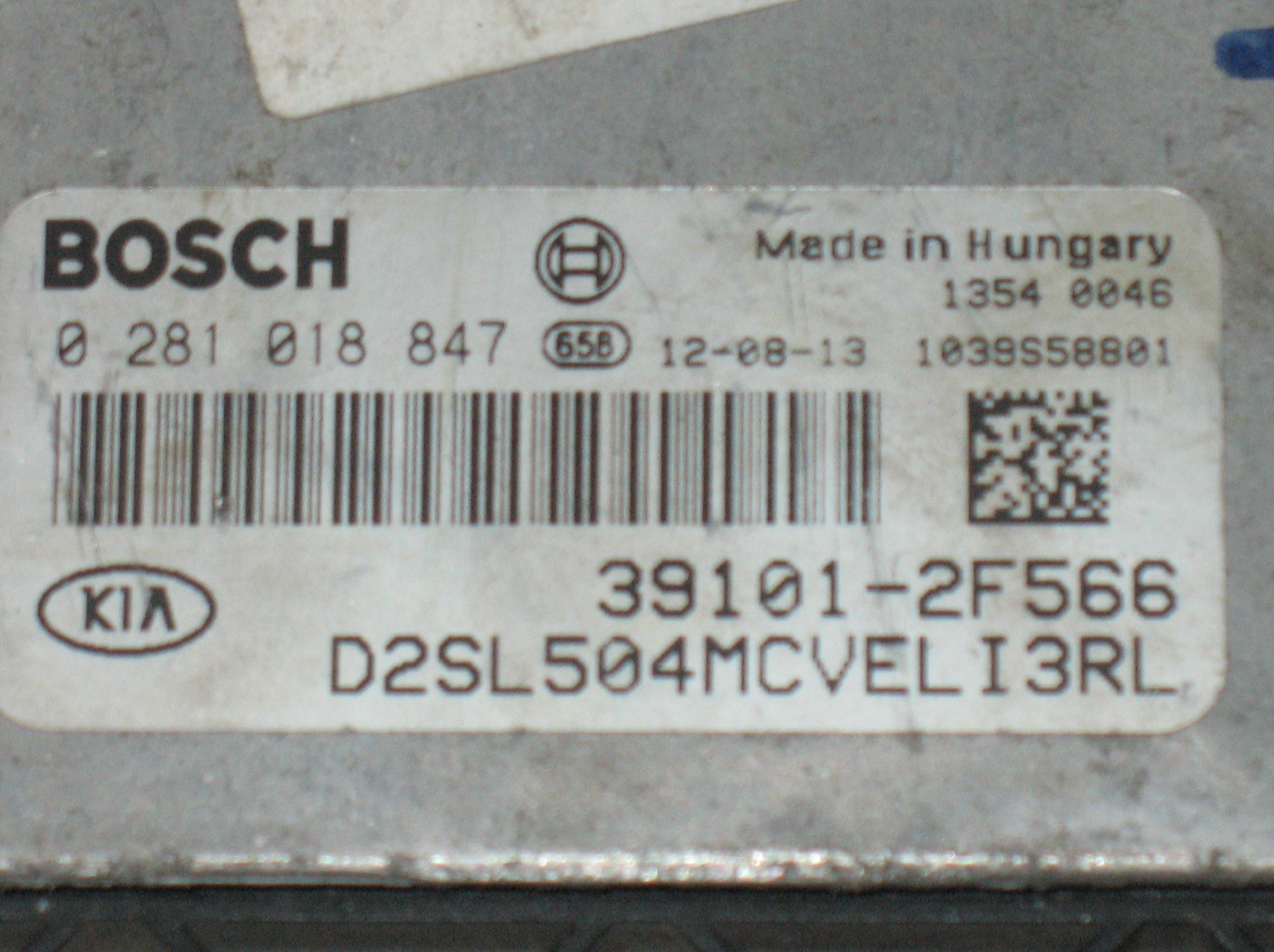 ECU CENTRALINA MOTORE Kia Sportage 2.0CRDI 39101-2F566 0281018847 EDC17C08 1037522423