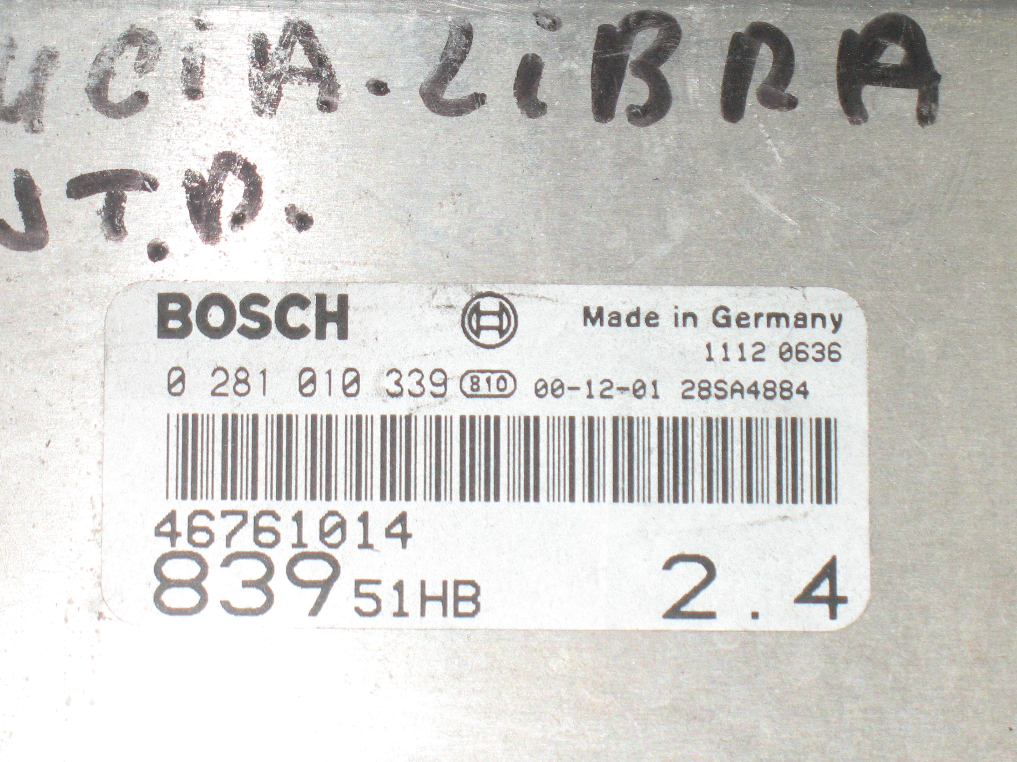 0281010339 centralina Bosch EDC15C7-2.14 LANCIA Lybra 2.4 JTD