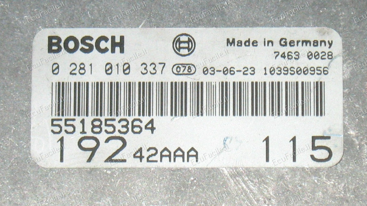 Centralina Motore ECU Fiat Stilo 1.9 JTD (2002) – Bosch 0281010337 / 55181457 / 55182953