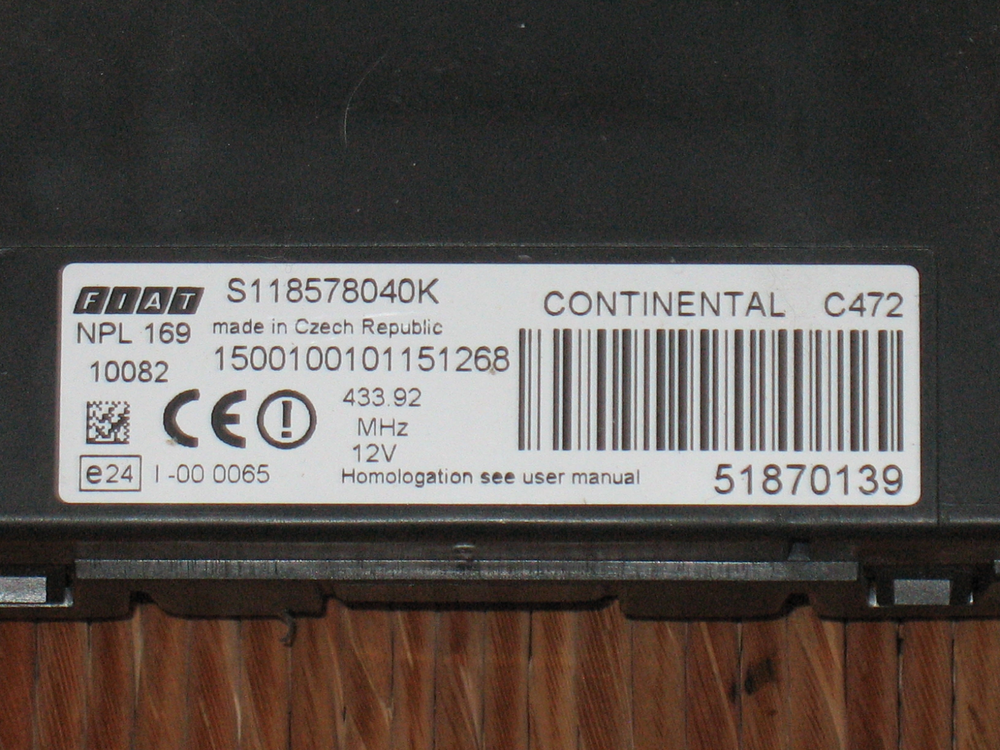 Centralina body computer FIAT PANDA 51870139 Continental S118578040K