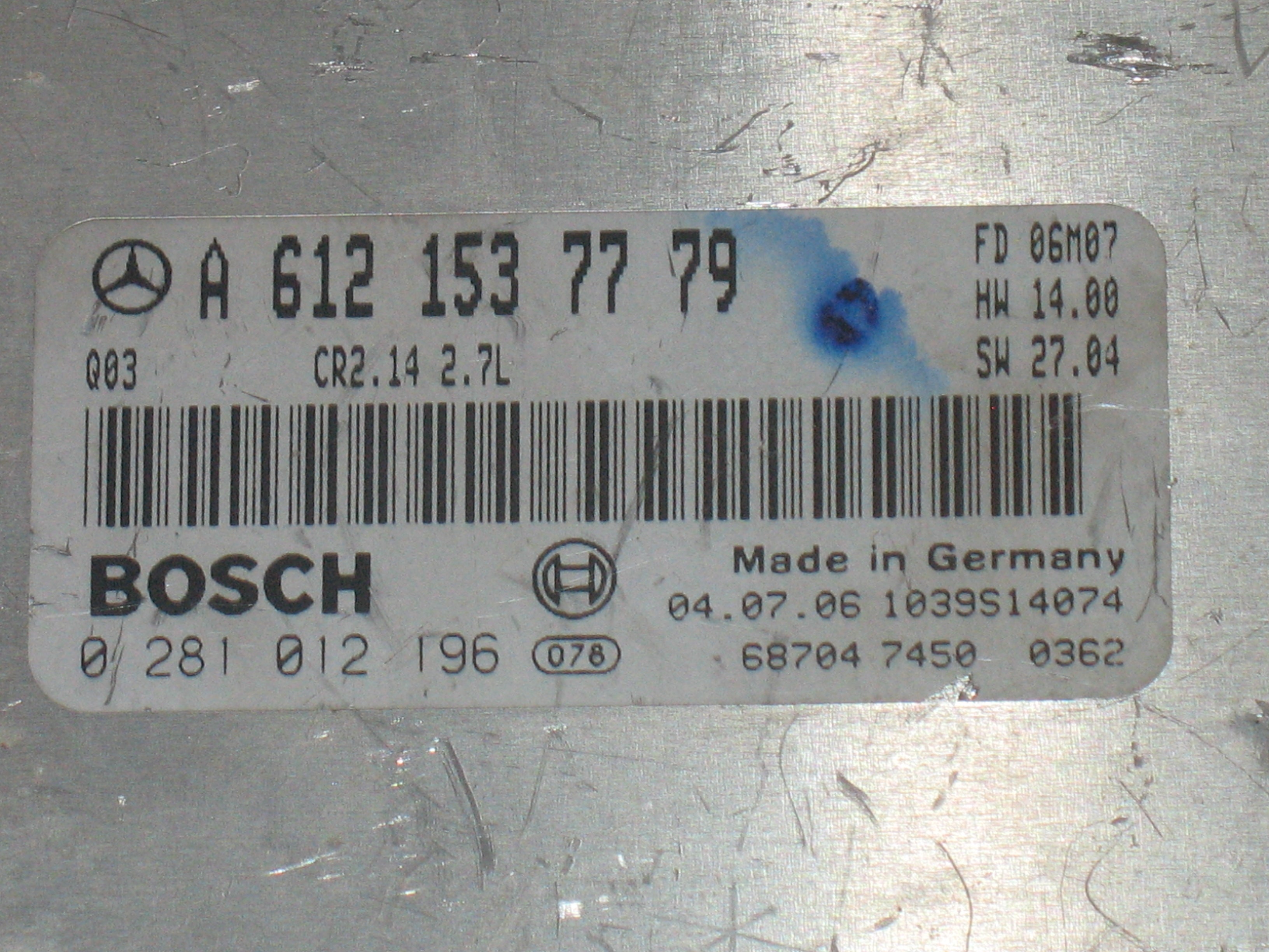 ECU CENTRALINA MOTORE Mercedes-Benz Bosch EDC15C6 0281012196 1037365327 A6121537779