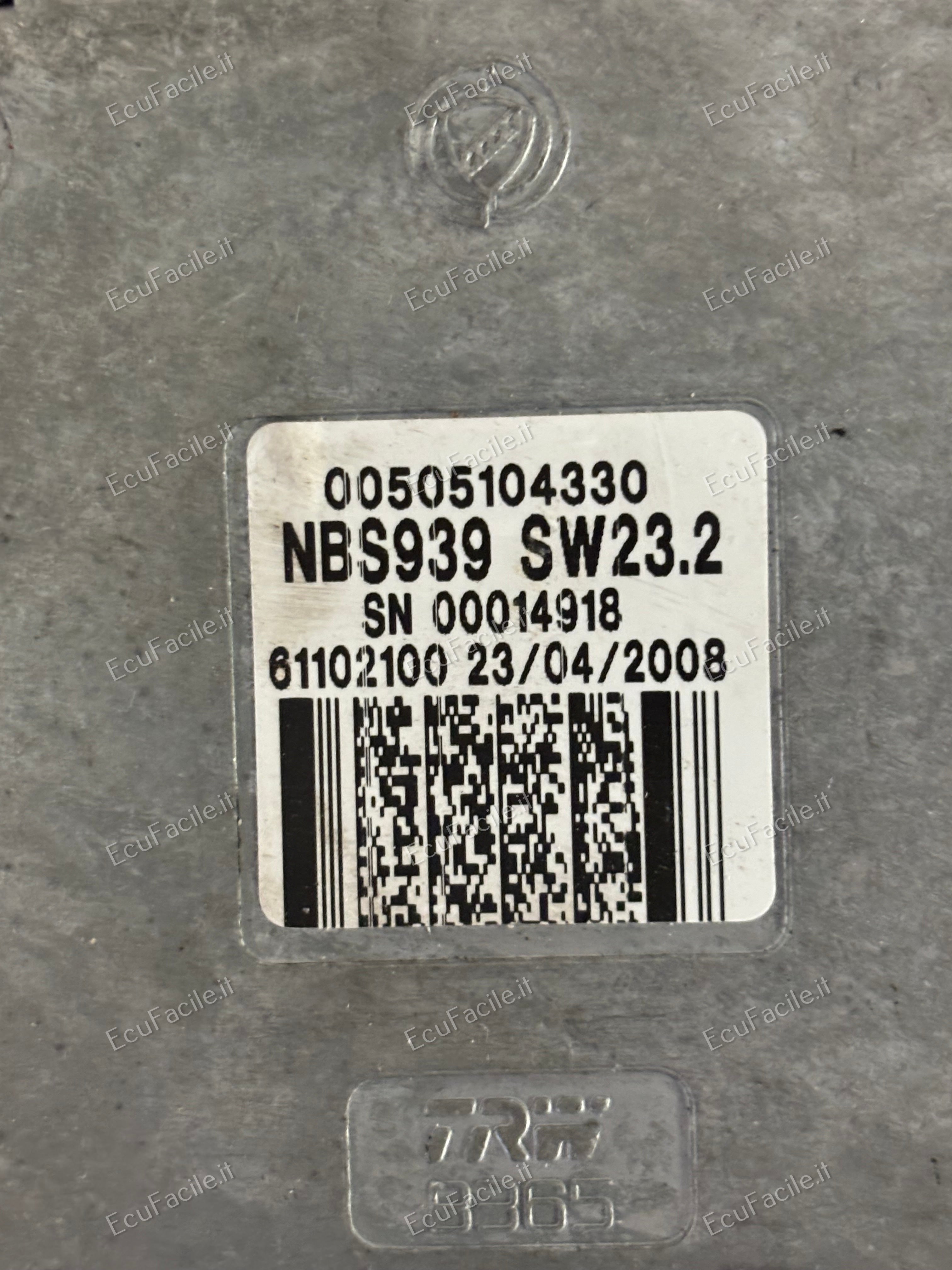 CENTRALINA BLOCCA STERZO ALFA ROMEO 00505104330 NBS939 SW232 SN00040950 61102100