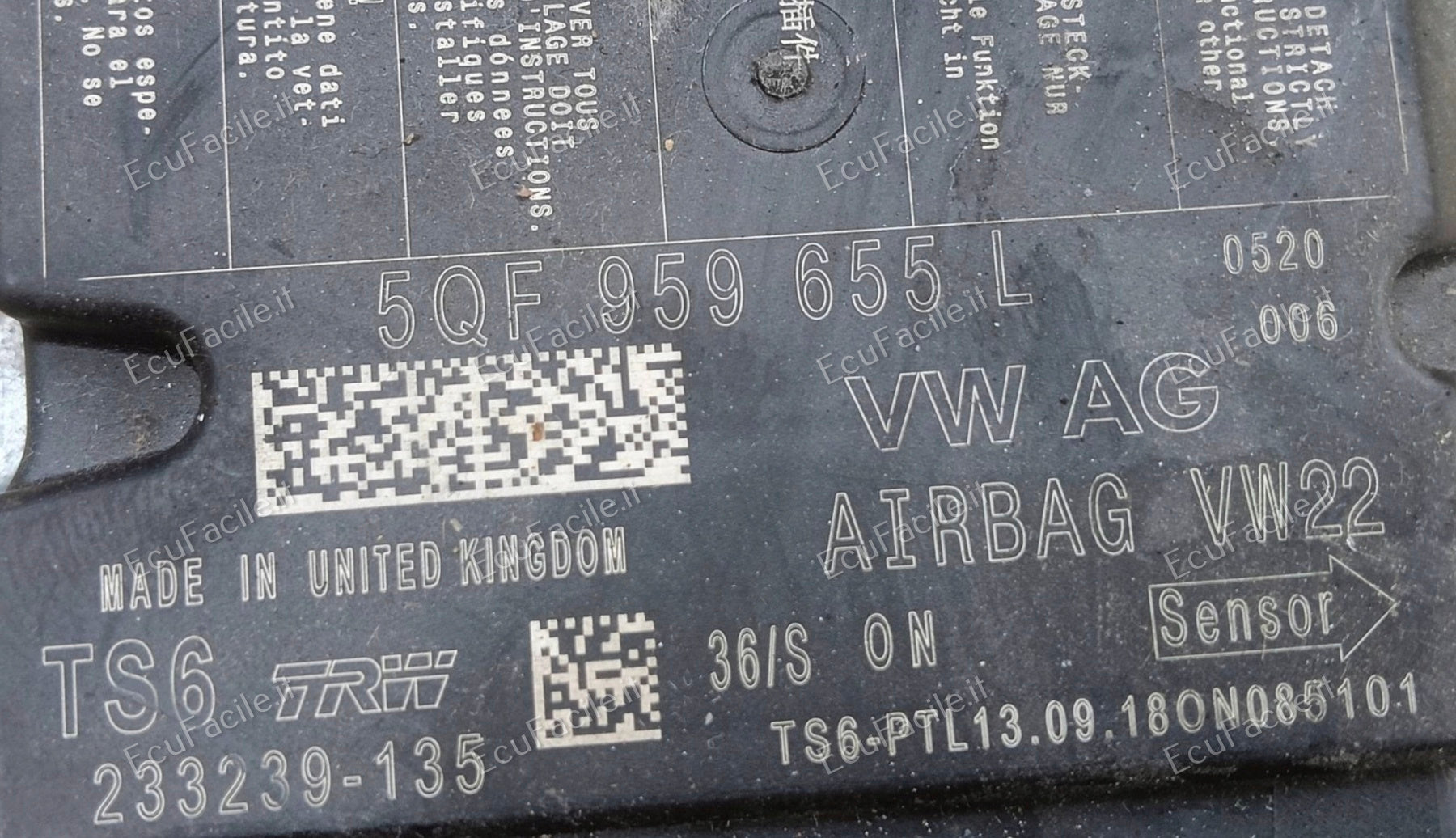 MODULO SENSORE AIRBAG SEAT IBIZA V 6F0 ATECA 5QF959655L