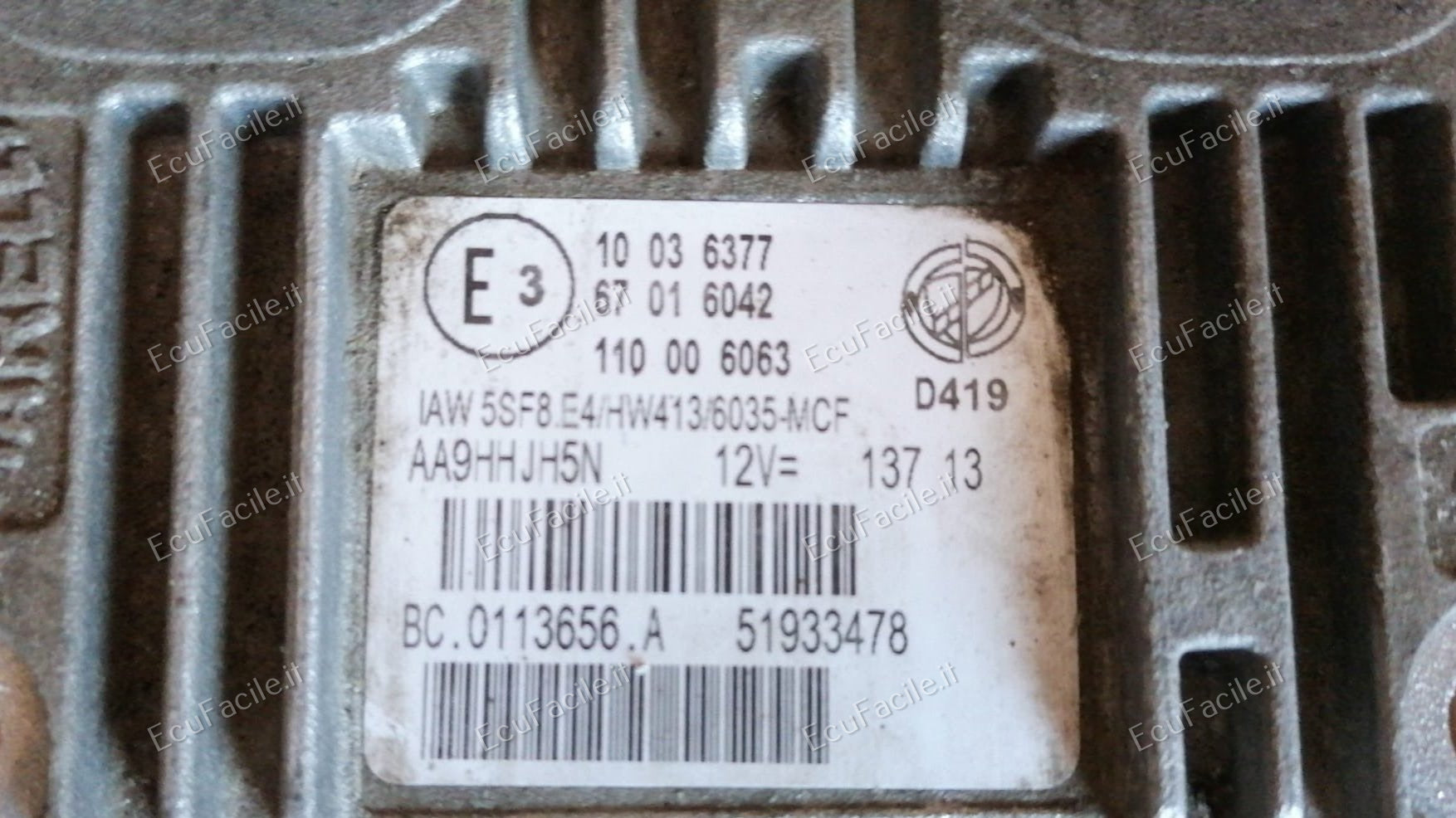 ECU PUNTO 500 1.4 GPL IAW 5SF8.E4 HW413 51933478