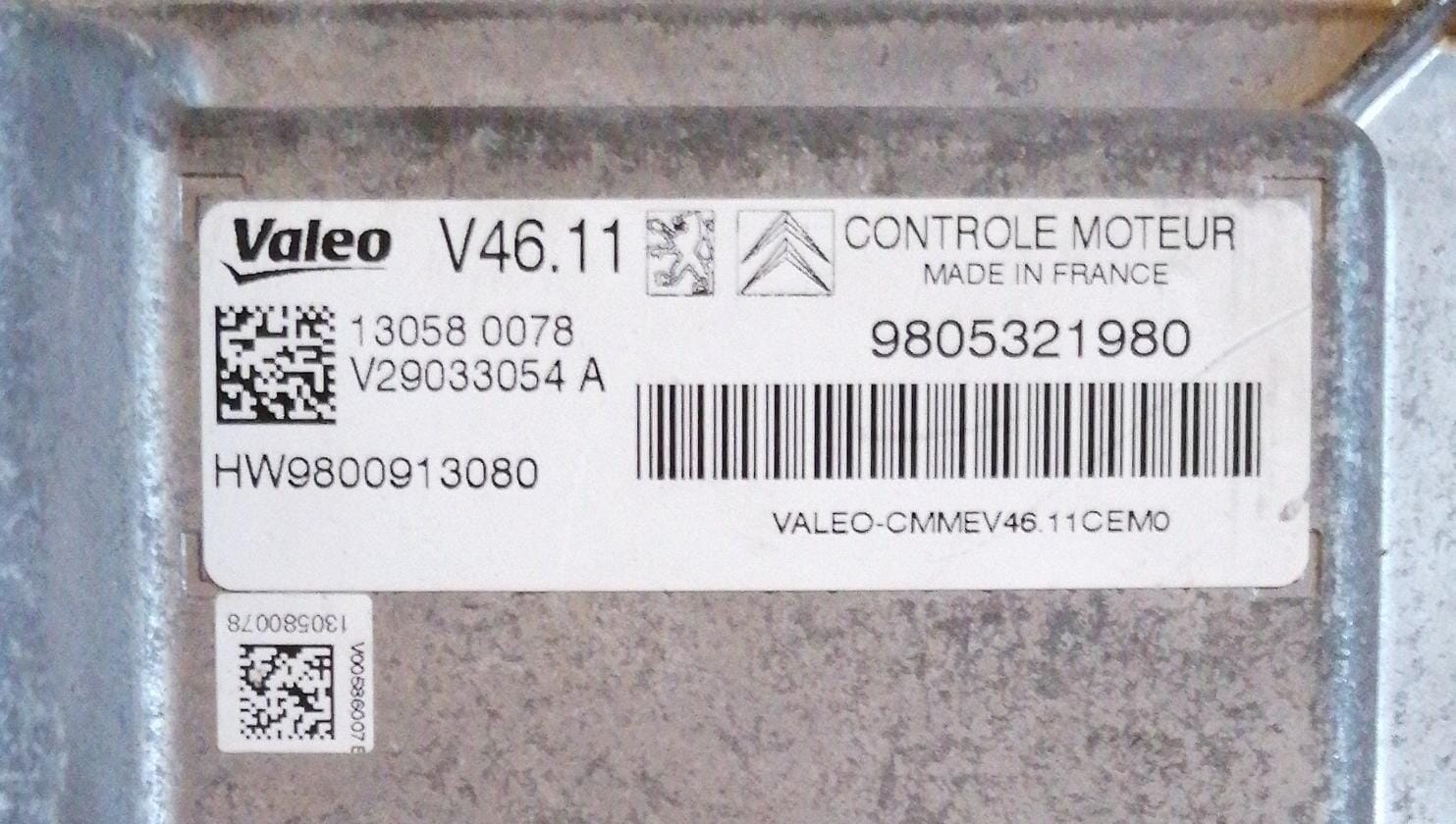 Ecu Peugeot 208 C3 9805321980 HW9800913080 V46.11 V29033054A