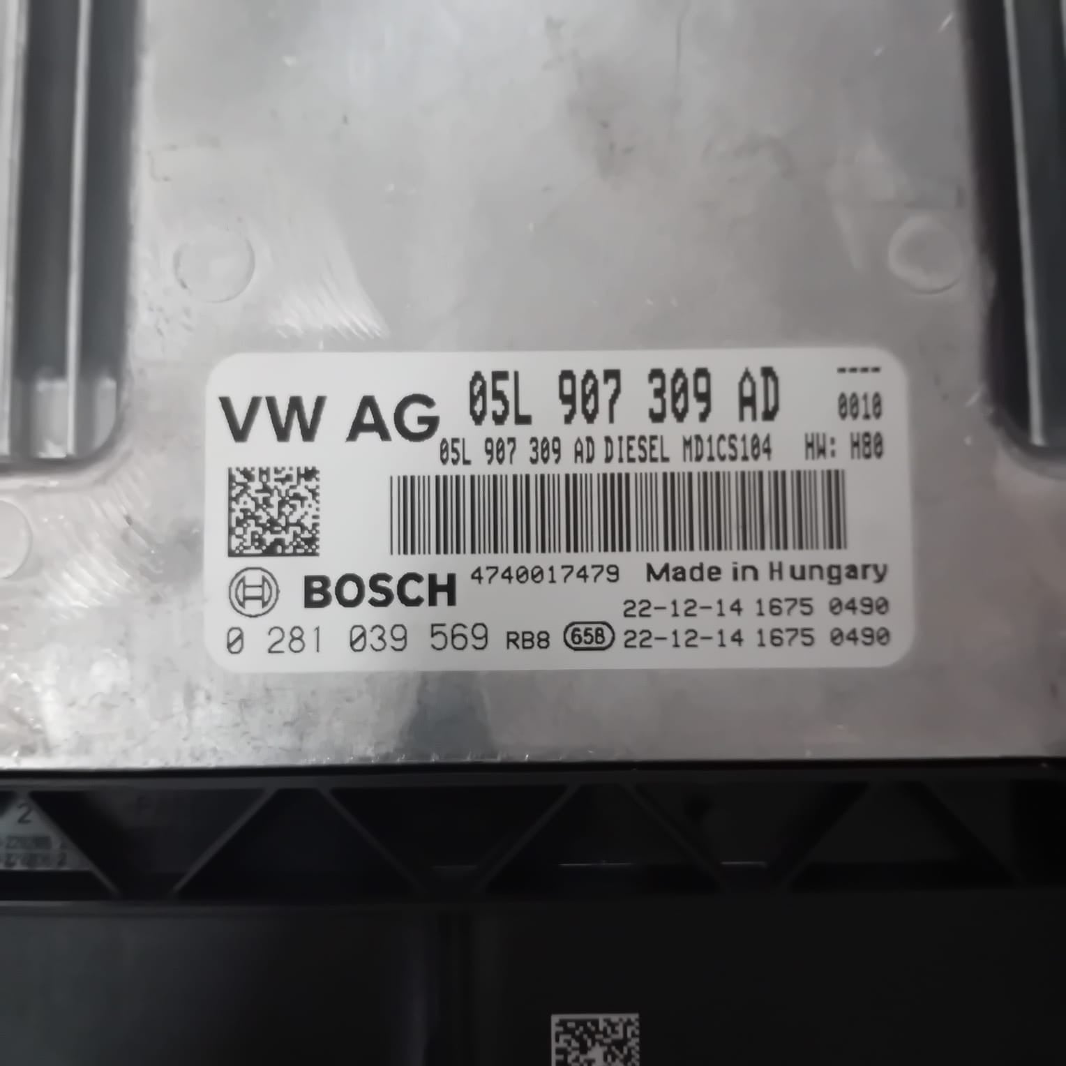 05L907309AD 0281039569 VOLKSWAGEN TRANSPORTER VI FURGON MD1CS104