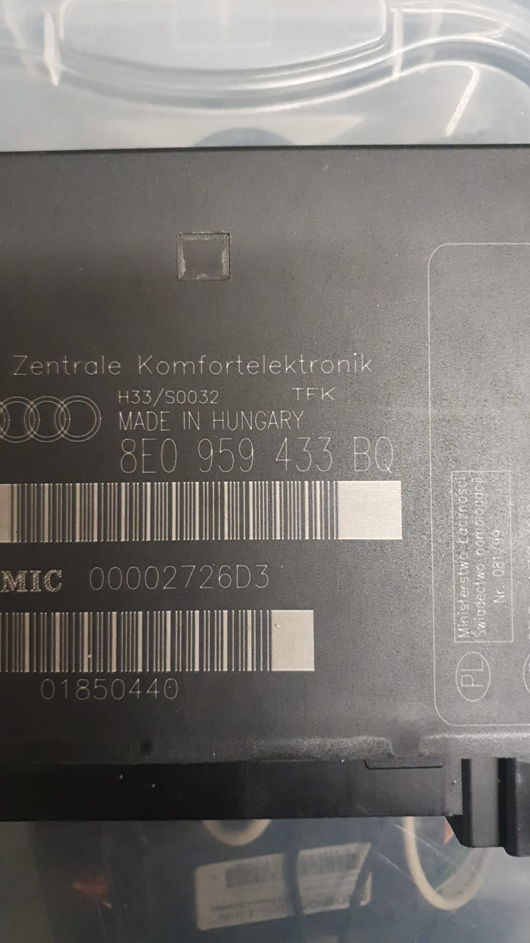 8E0959433BQ CENTRALINA COMFORT AUDI A4 2.0 D 103KW 2005