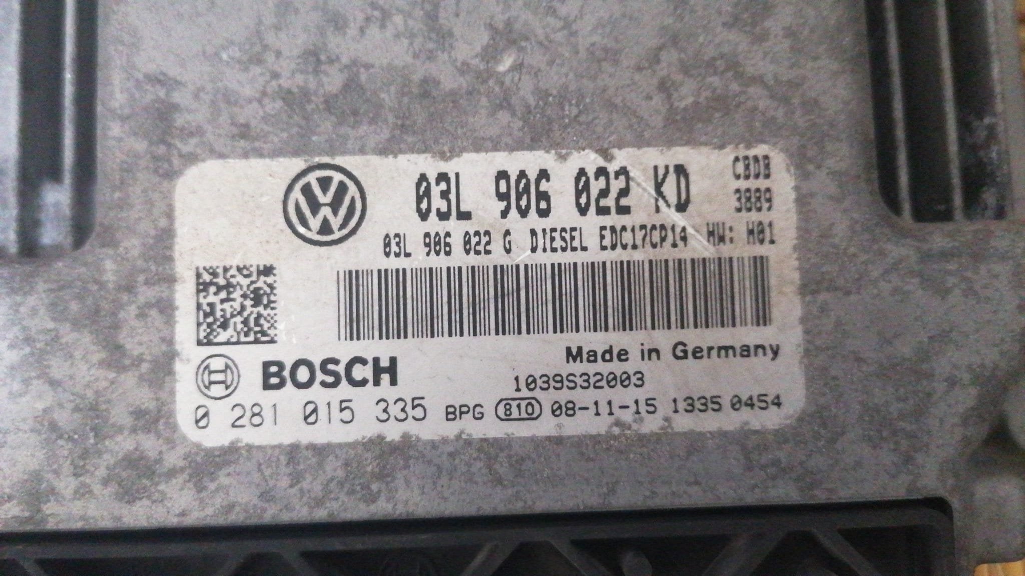 ECU VOLKSWAGEN SCIROCCO 2.0 TDI. 2009 BOSCH 0281015335 03L906022KD EDC17CP14-3.4