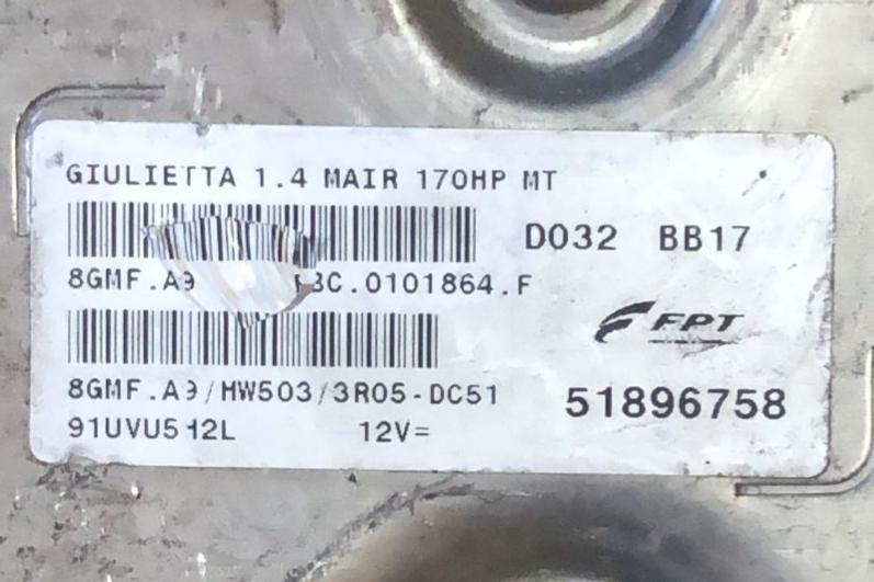 51896758 CENTRALINA MOTORE ALFA ROMEO GIULIETTA 1.4 125KW MARELLI 8GMF.A9 HW503