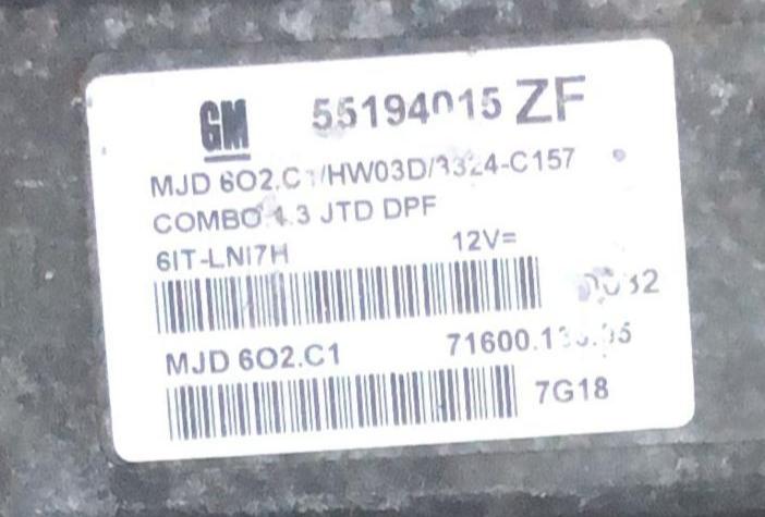 CENTRALINA MOTORE OPEL COMBO 1.3 CDTI Z13DT 55194015 ZF MJD6O3C1