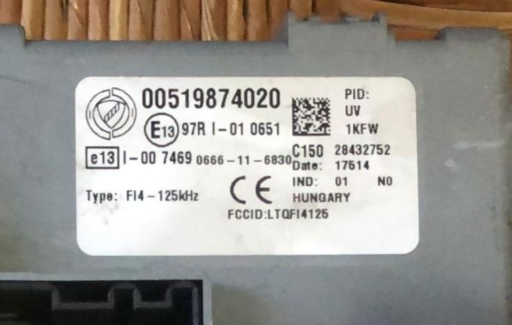Fiat BCM body computer 00519874020 delphi 28432752