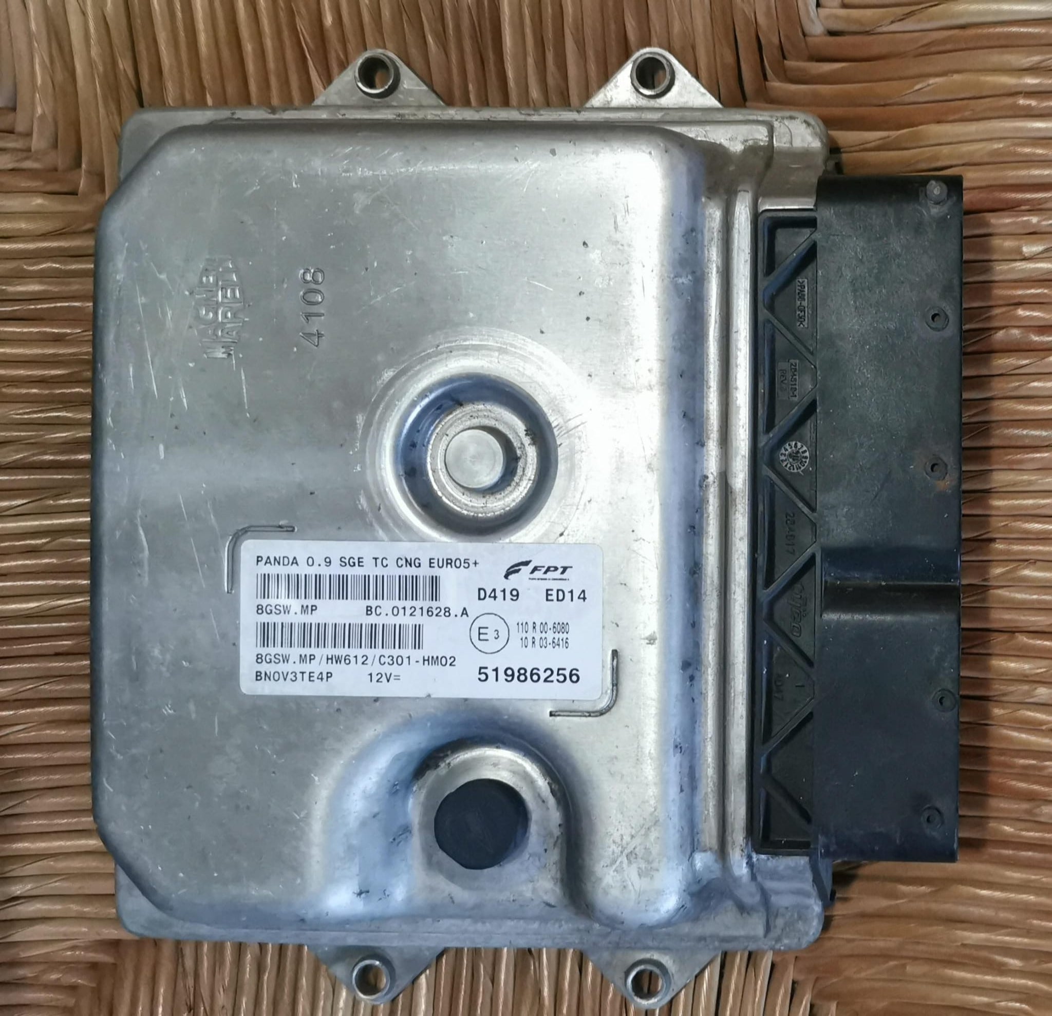 CENTRALINA MOTORE FIAT PANDA 0.9 51986256 BZ 8gsw.mp HW612 BC.0121628.A