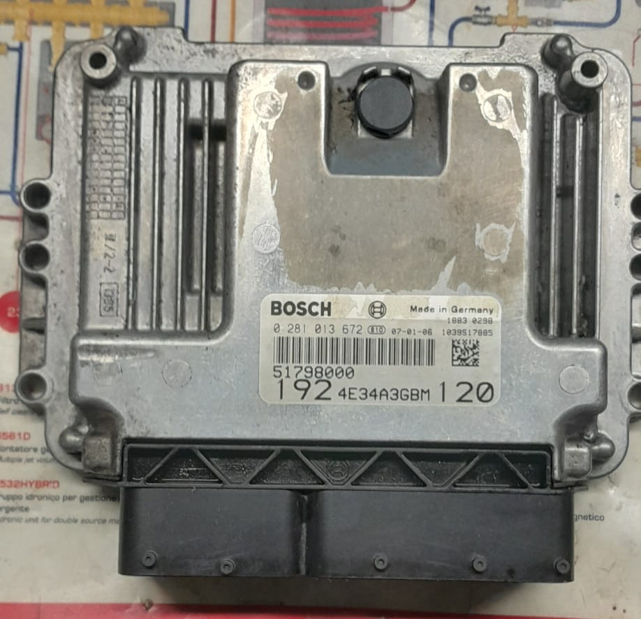 ECU ALFA ROMEO FIAT 1.9 JTD BOSCH 0281013672, 51798000