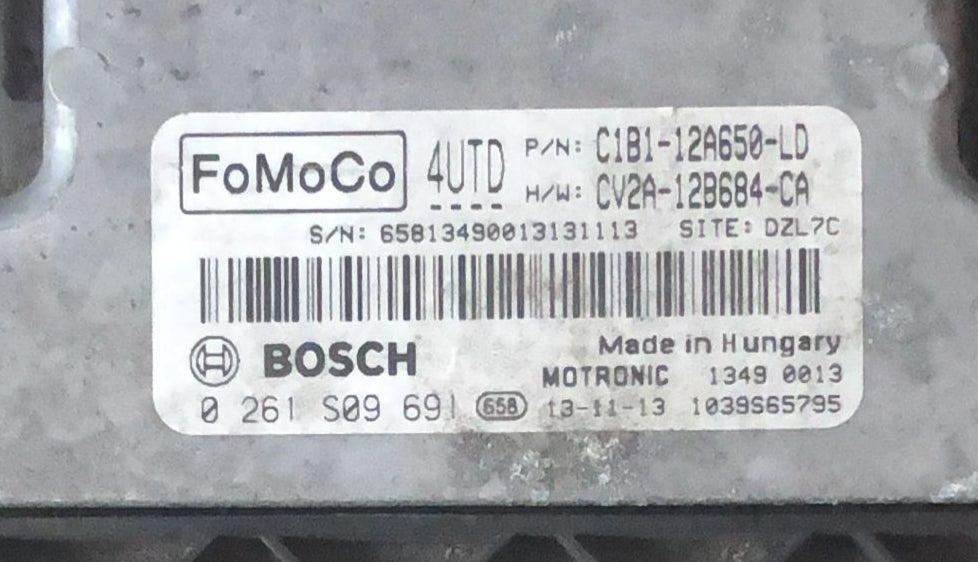 ECU Ford  FIESTA VI 2010 C1B1-12A650-LD CV2A-12B684-CA 0261S09691 C1B112A650LD CV2A12B684CA MED17.0.1