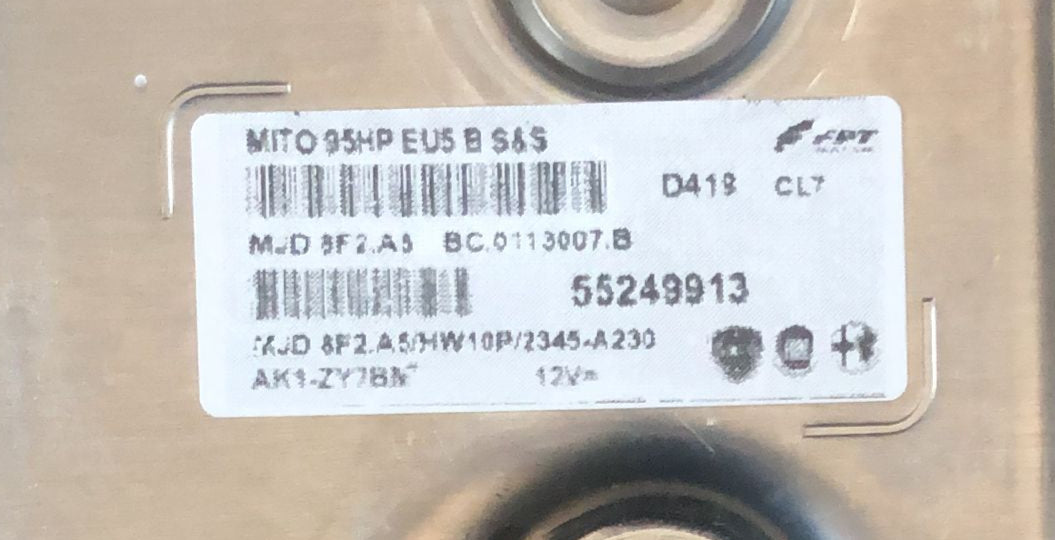 55249913 MJD 8F2.A5 HW10P CENTRALINA ECU FPT ALFA ROMEO MITO 955 MOTORE 1.3 JTDm 70KW