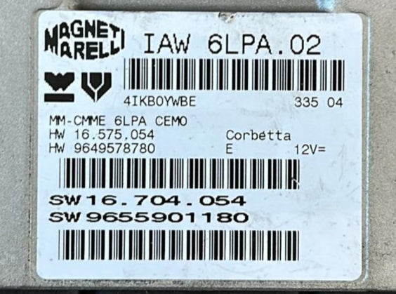 ecu MAGNETI MARELLI Peugeot 307 2.0 9655901180 IAW 6LPA.02 HW 9649578780 SW 16.704.054 SW 9655901180