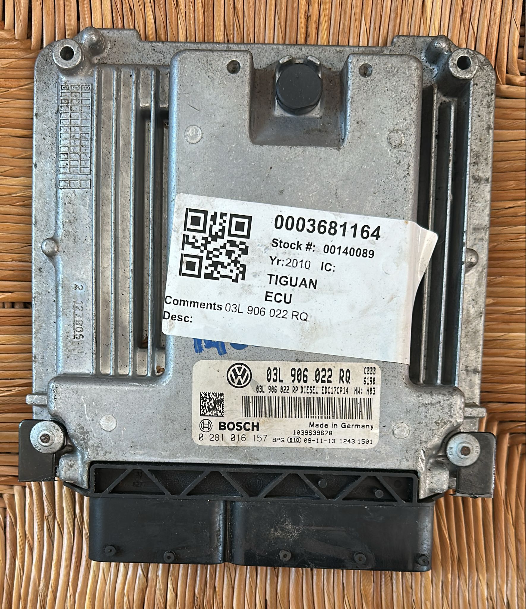 ecu motoreVW Tiguan 2.0TDI 03L906022RQ 0281016157 EDC17CP14 1037504789