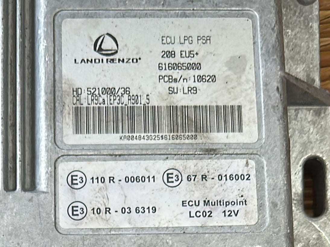 616065000 CENTRALINA GPL ECU LPG LANDI RENZO PER PEUGEOT 208 I  2012 AL 2019 MOTORE 1.4 GPL 70KW 95CV BENZINA GPL SIGLA 8F02.