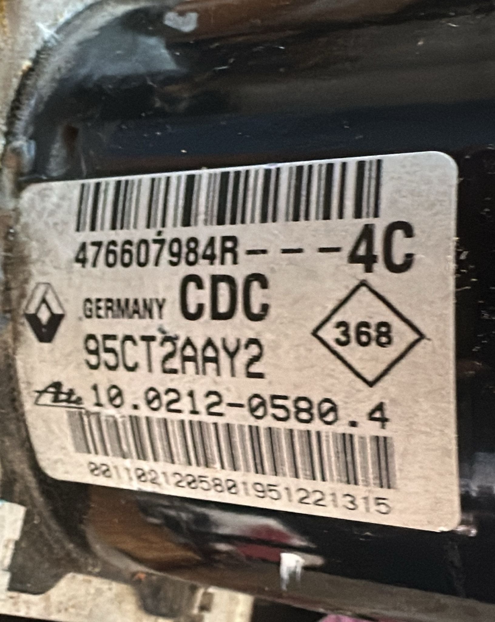 RENAULT MEGANE 1.5 DIESEL AUT 5P 81KW (2011) RICAMBIO CENTRALINA ABS AGGREGATO POMPA 27040833504413 476607984R 95CT2AAY2