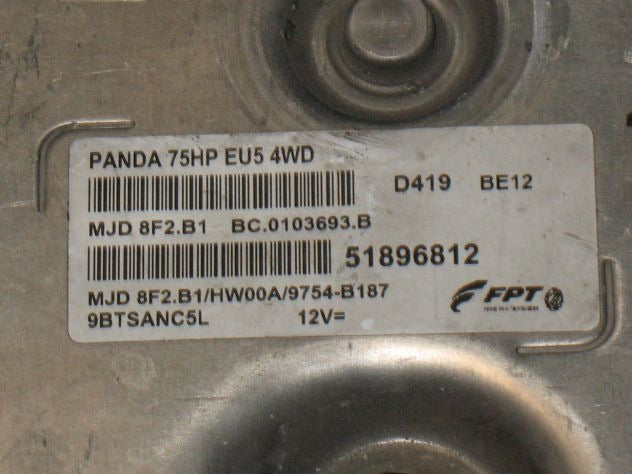 51896812 8F2.B1 ECU FIAT PANDA 4X4 75HP 4WD 51896812 MJD 8F2.B1 HW00A