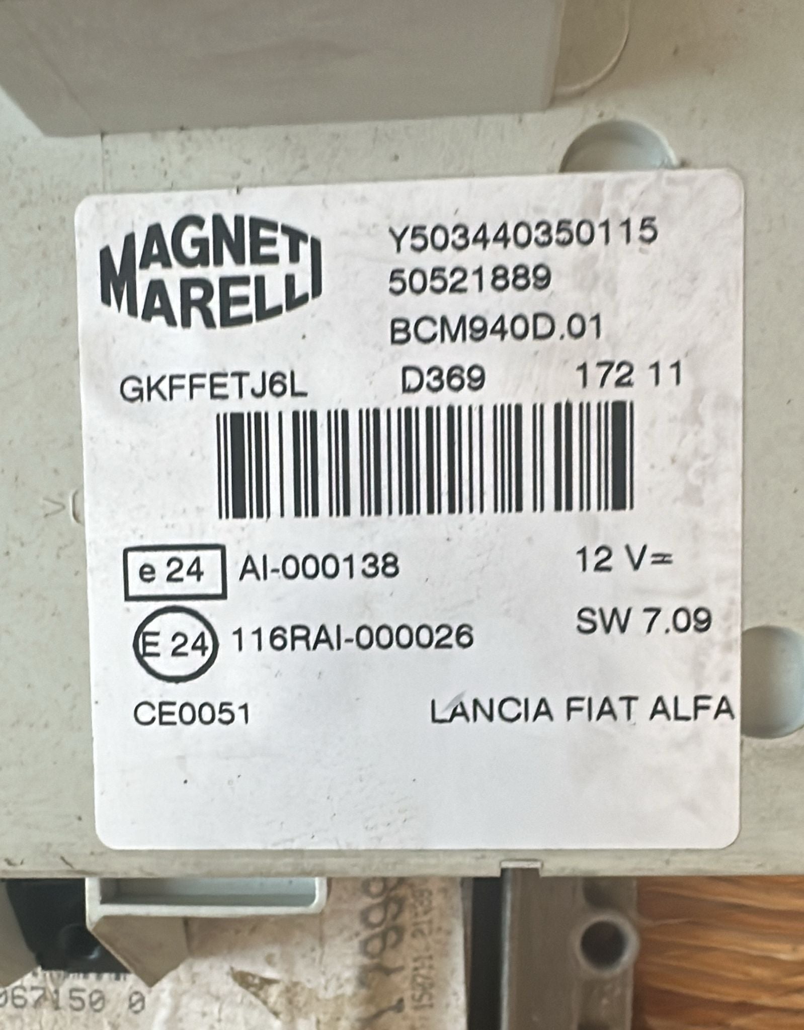 KIT ECU ALFA ROMEO GIULIETTA 2.0 0281017784 51906715 EDC 16C39 body Y503440350115 50521889