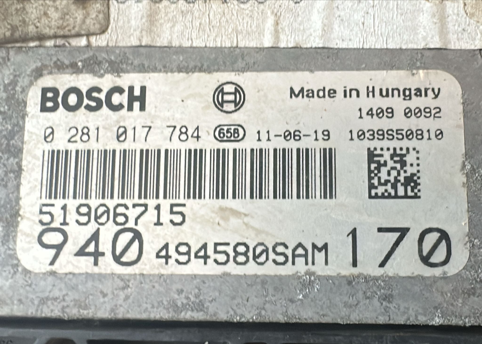 KIT ECU ALFA ROMEO GIULIETTA 2.0 0281017784 51906715 EDC 16C39 body Y503440350115 50521889