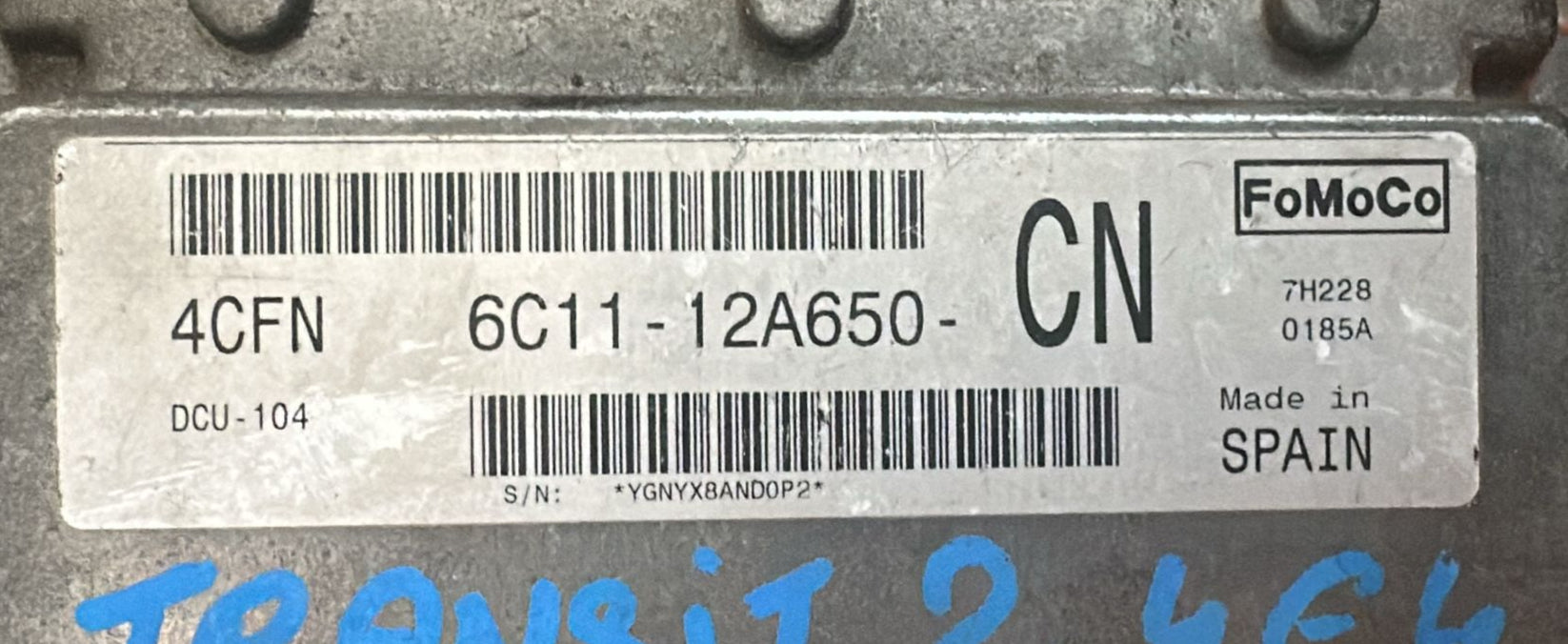 ECU  FORD TRANSIT 2.4 TDCI FoMoCo 4CFN DCU-104 6C11-12A650-CN 6C1112A650CN