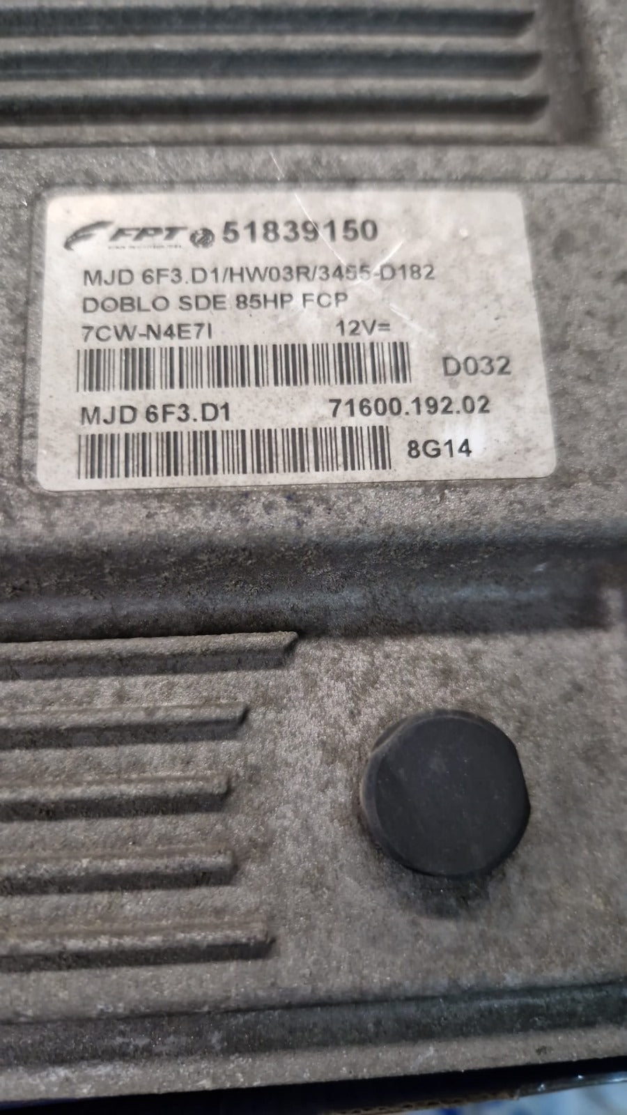 ECU MAGNETI MARELLI MJD 6F3.D1 FIAT DOLBO 1.3 JTD 85HP 51826701 HW03R 3058D166 6F3.D1