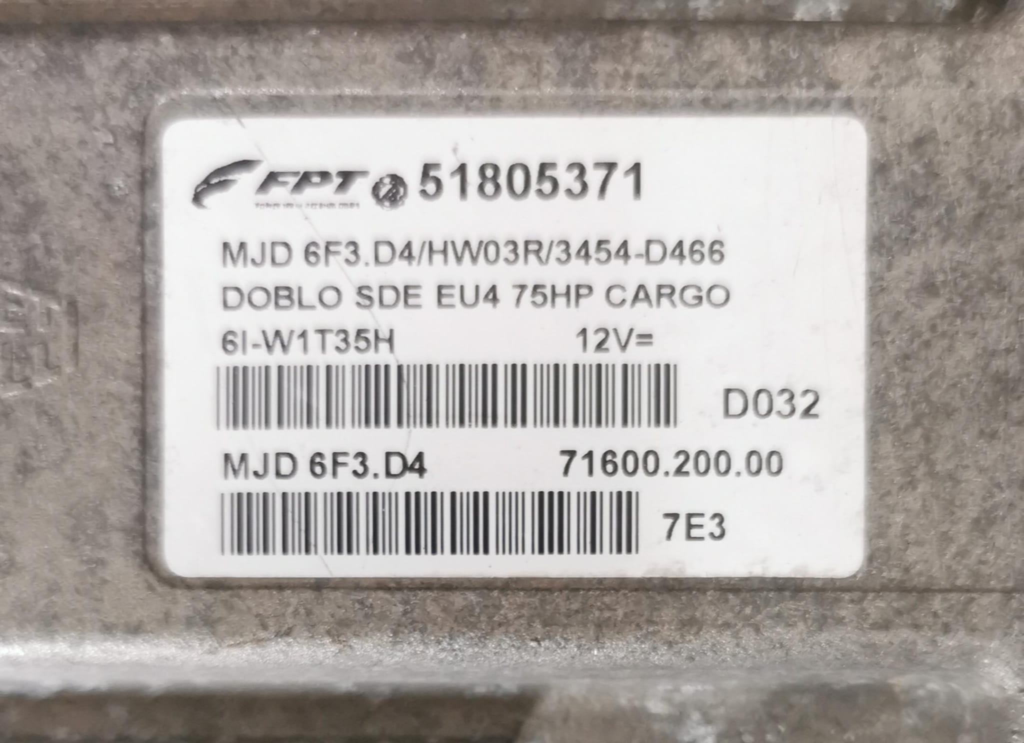 FIAT DOBLO 1.3 JTD FPT 51805371 MJD 6F3.D4 HW03R / 3454-D466