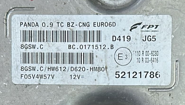 Centralina motore Fiat panda 0.9 52121786 Marelli 8GSW.C HW612 (2) bc.0171512.b euro6d