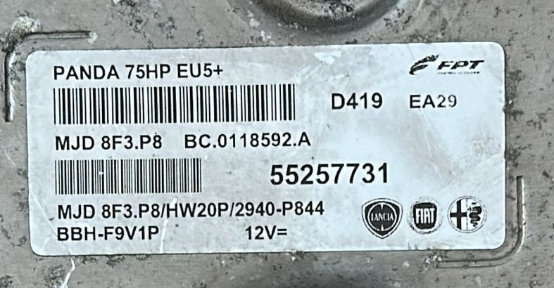 55257731 CENTRALINA MOTORE FIAT PANDA 1.3 mjet 75hp MJD 8F3.P8 BC.0118592.A HW