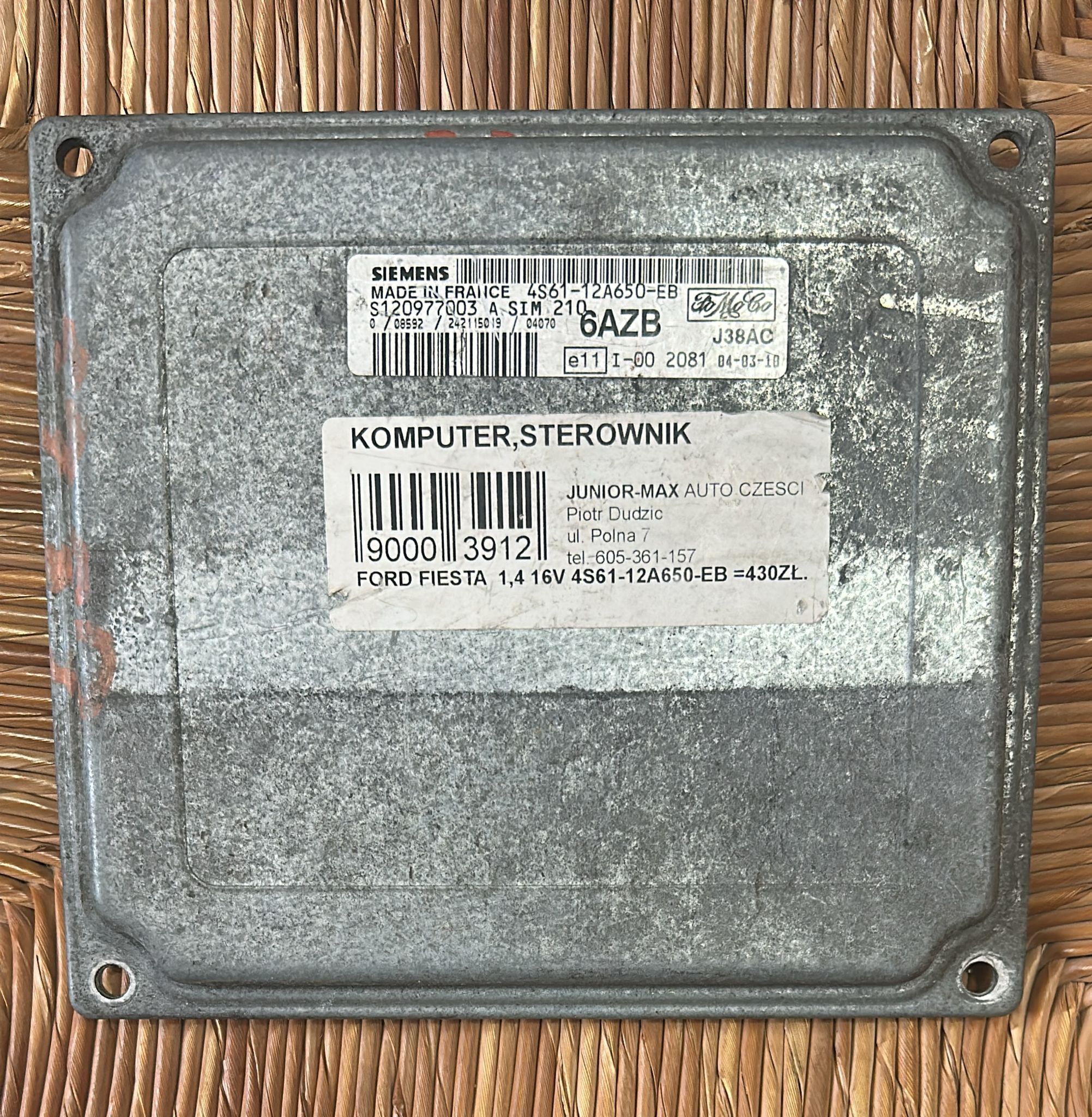 Ford Fiesta 1.4 ECU Siemens S120977003A 4S61-12A650-EB SIM210 6AZB J38AC