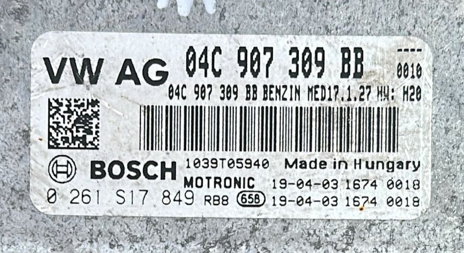 0261S17849 04C907309BB CENTRALINA SEAT VW AUDI 1.0 TSI BOSCH MED17.1.27