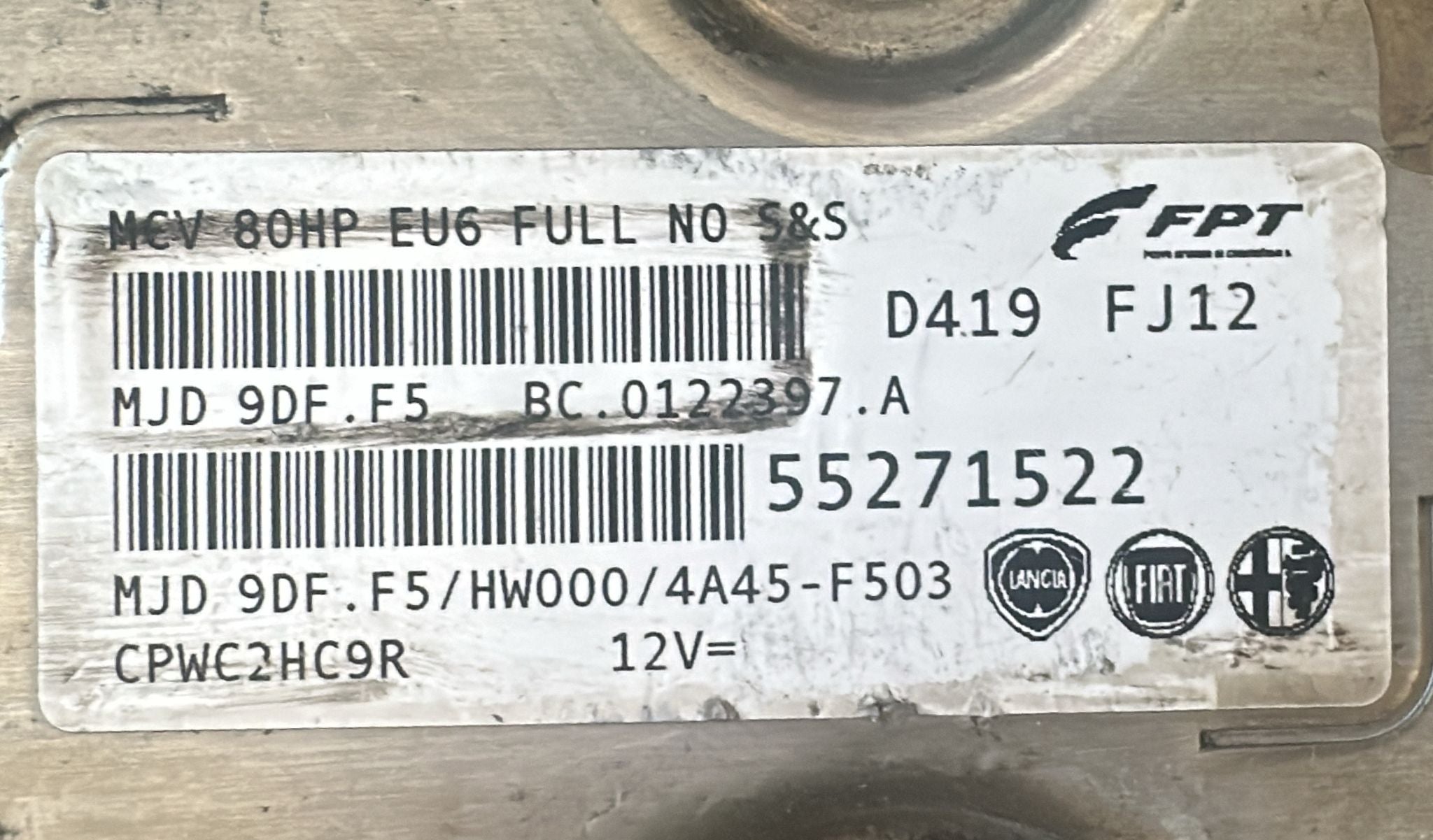 CENTRALINA MOTORE PER FIAT DOBLO / FIORINO / CITROEN NEMO / Qubo 1° Serie 55271522 Diesel 1248 MJD9DF.F5 HW000