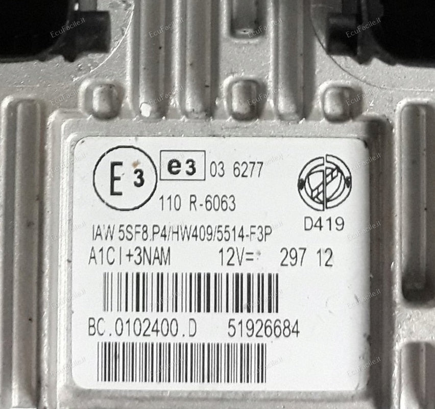 ECU IAW 5SF8.P4/HW409/5514.F3P 51926684 FIAT PANDA 1.2 8V 69CV
