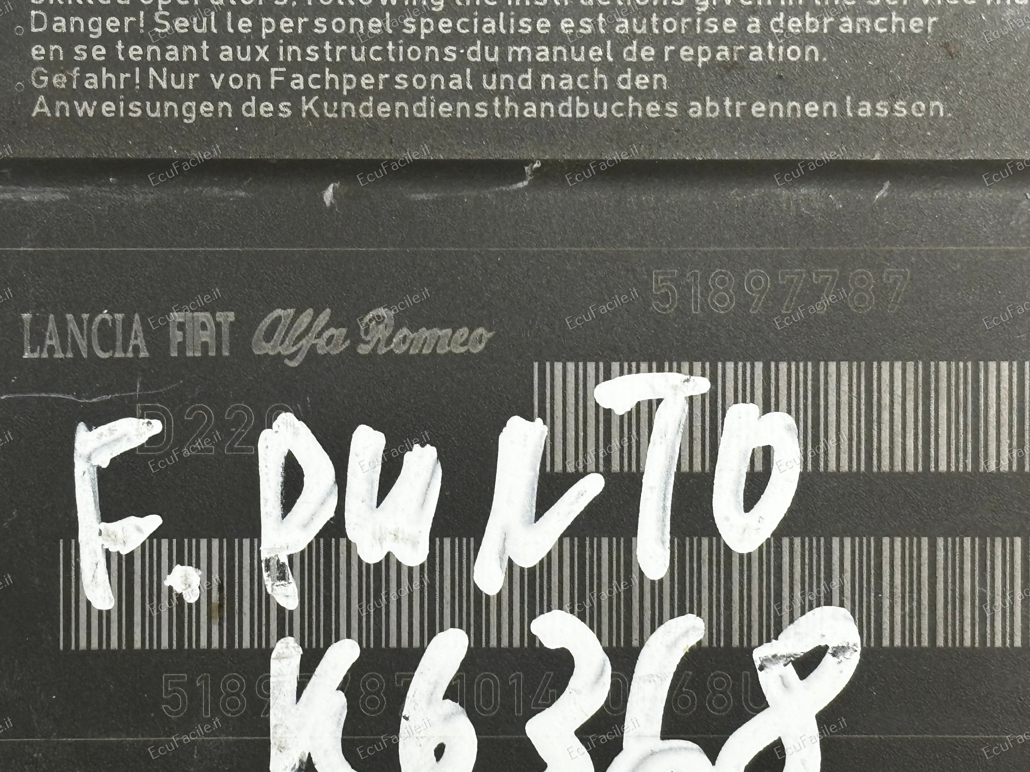 CENTRALINA AIRBAG 51897787 FIAT GRANDE PUNTO EVO