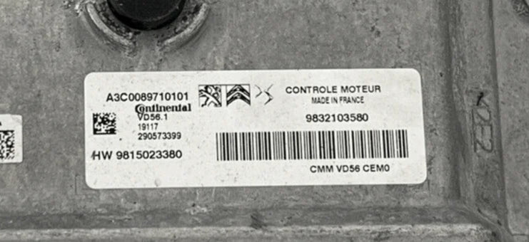 Centralina Ecu Citroen C5 Aircross 1.2 Benzina 2017 9832103580 VD56.1 A3C0089710101 continental