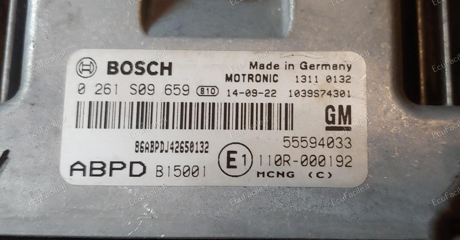 ECU OPEL ZAFIRA 1.6T 0261S09659 55594033 ABPD ME7.6.4