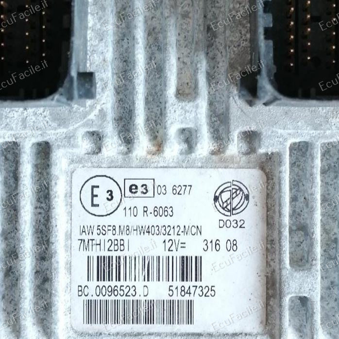 ECU FIAT GRANDE PUNTO IAW 5SF8.M8 HW403 51847325 - 7MTHD27BI