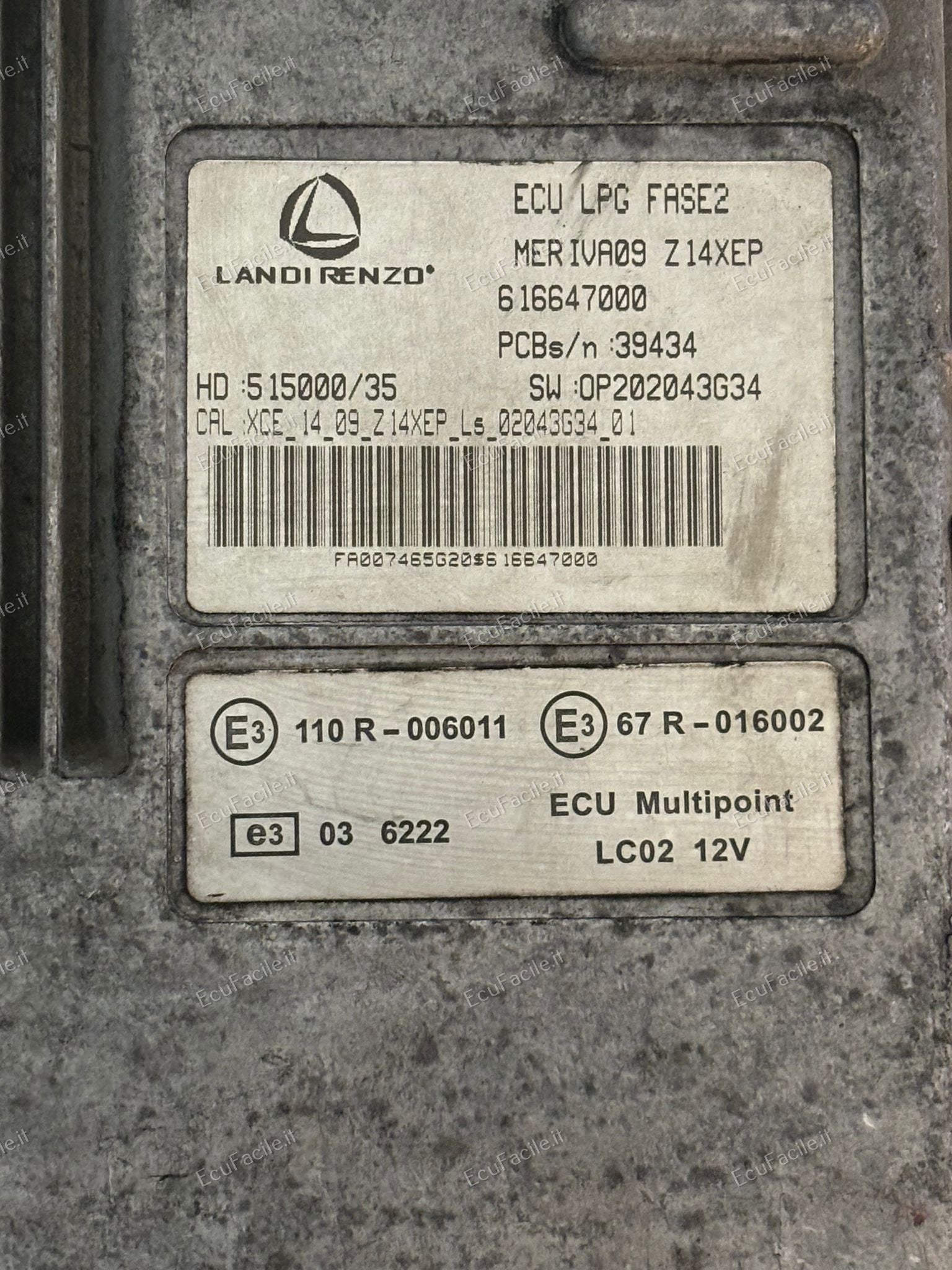 ECU LANDI RENZO LPG FASE2 OPEL 616647000 SW0P202043G34 Z14XEP